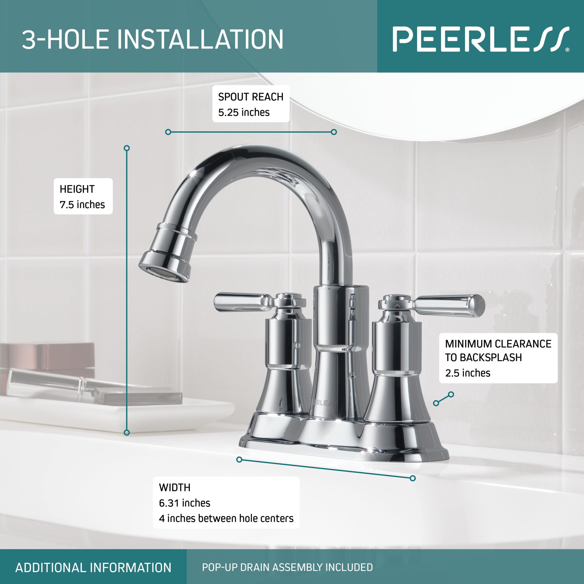 Peerless Westchester® Two-Handle Centerset Bathroom Faucet