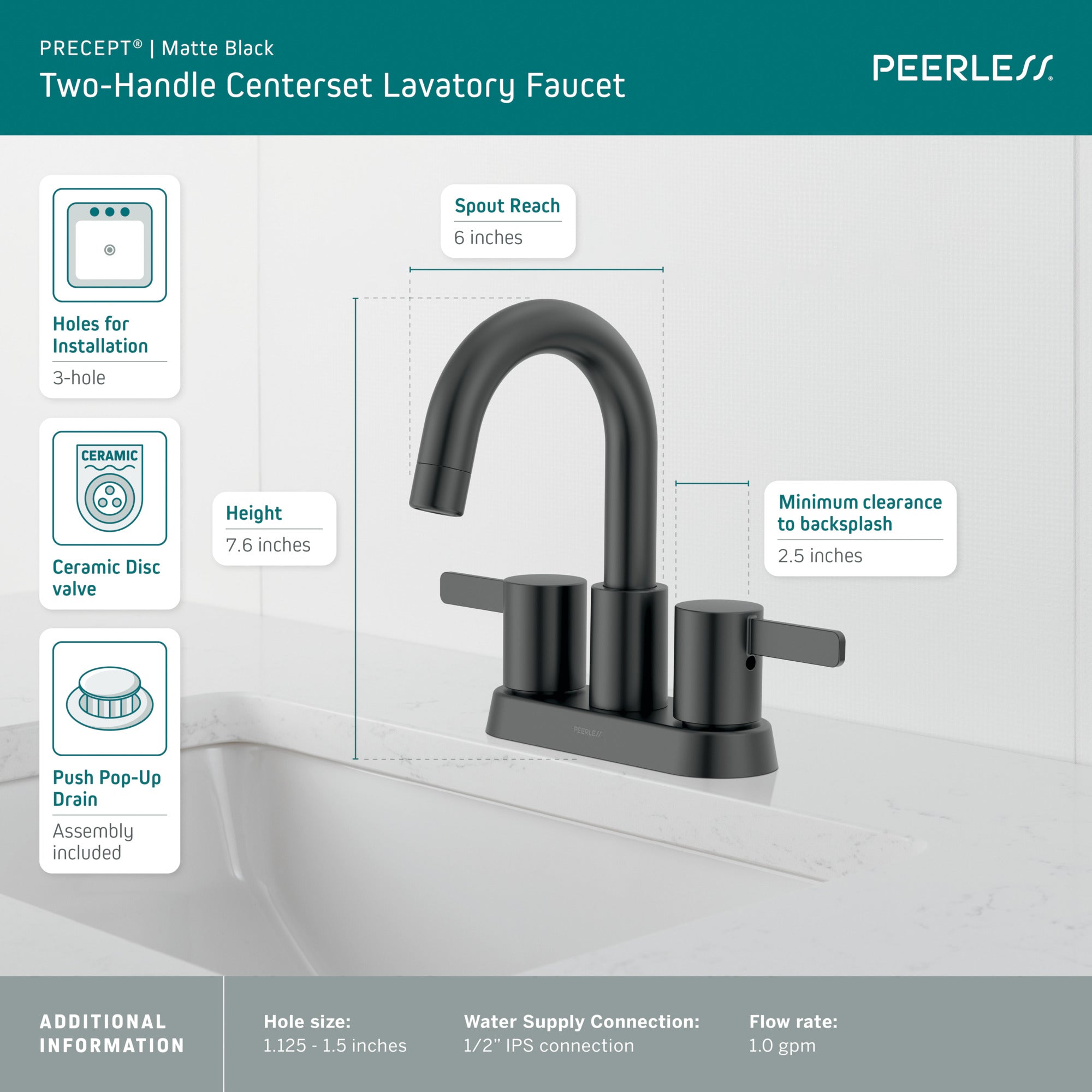 Peerless Precept® Two Handle Centerset Lavatory Faucet