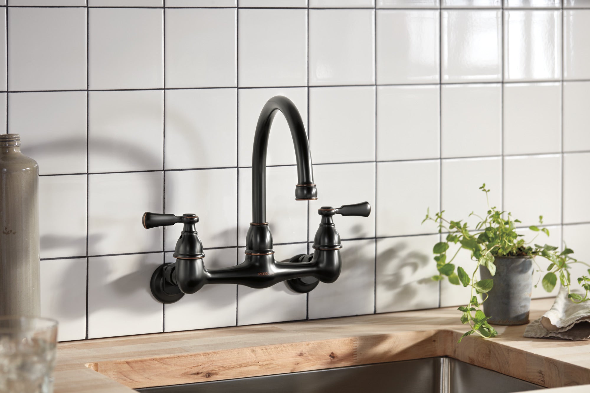 Peerless Elmhurst® Two-handle wall-mount kitchen faucet