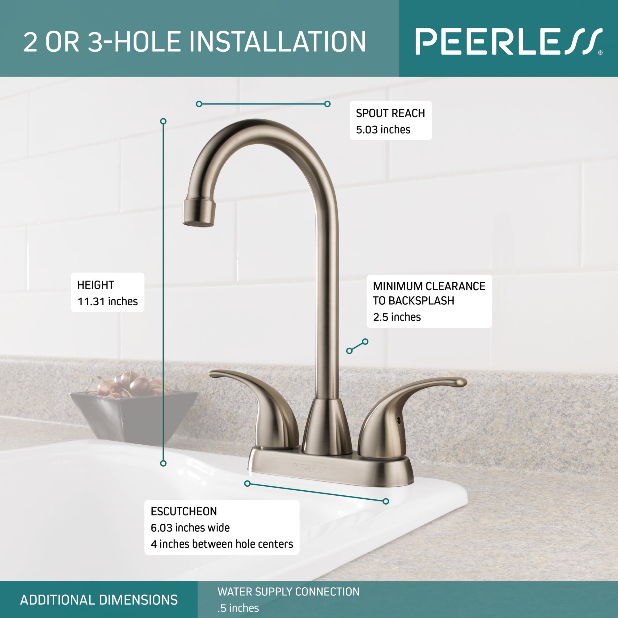 Peerless Core Two Handle Bar-Prep Faucet