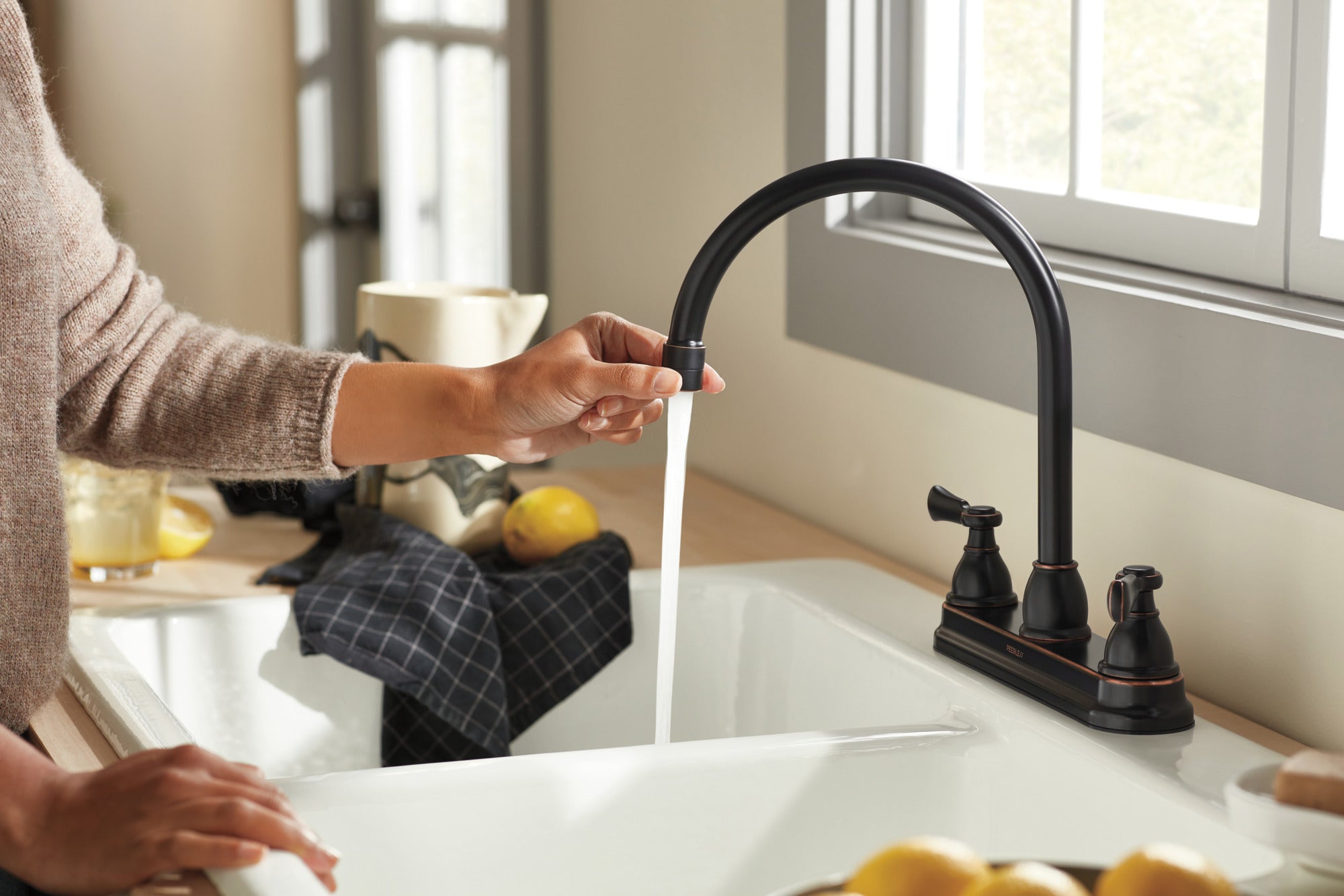 Peerless Elmhurst® Two-Handle Kitchen Faucet with Twist Aerator