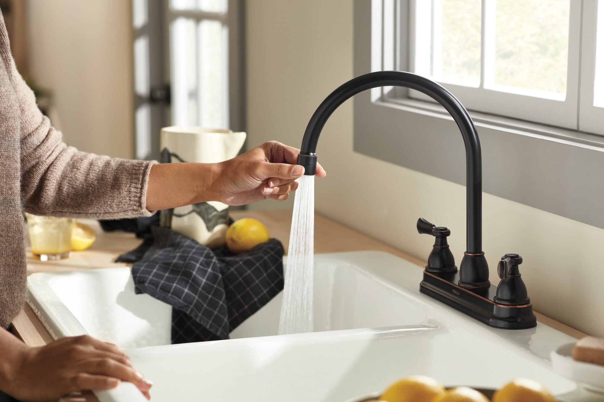 Peerless Elmhurst® Two-Handle Kitchen Faucet with Twist Aerator