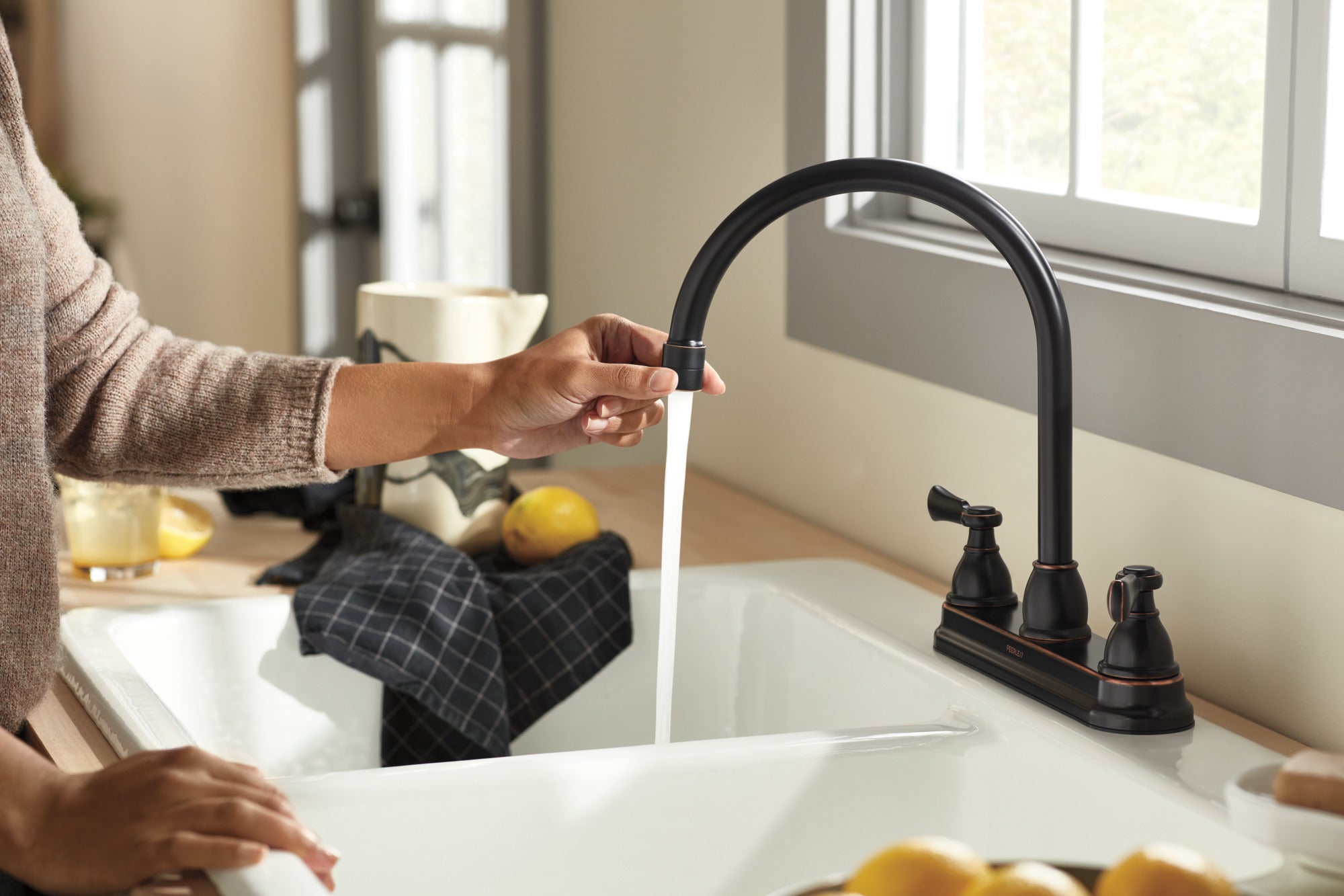 Peerless Elmhurst® Two-Handle Kitchen Faucet with Twist Aerator
