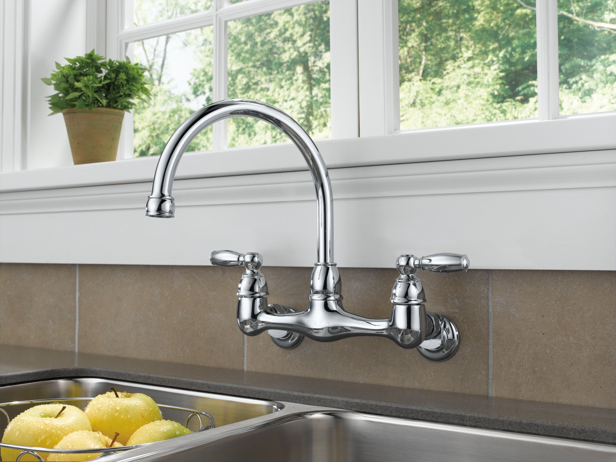 Peerless Claymore™ Two Handle Wall Mounted Kitchen Faucet