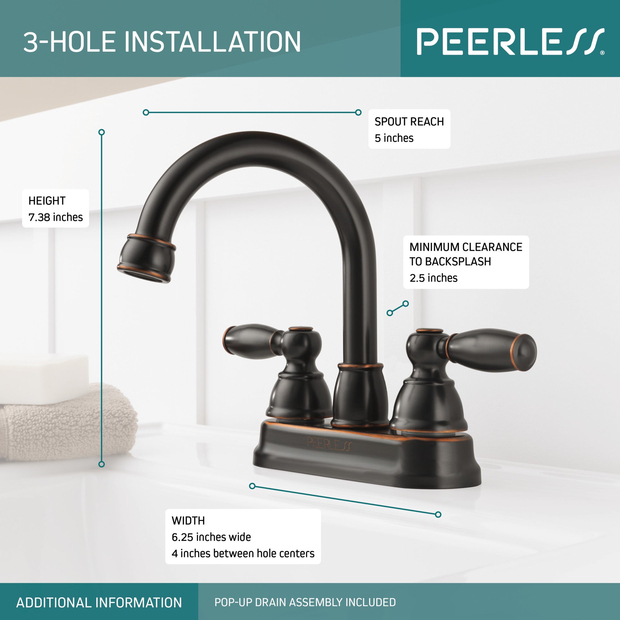 Peerless Claymore™ Two Handle Bathroom Faucet
