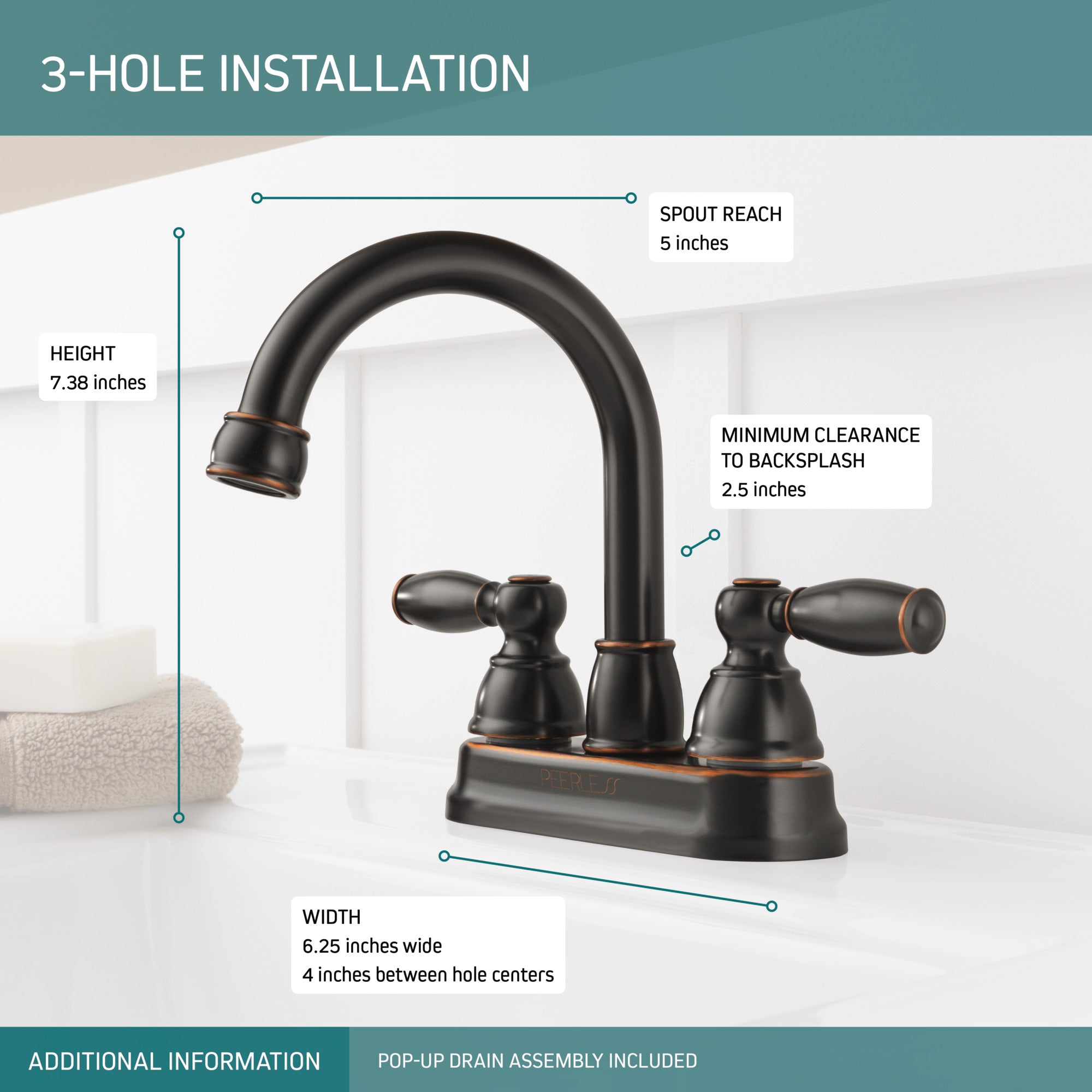 Peerless Claymore™ Two Handle Bathroom Faucet