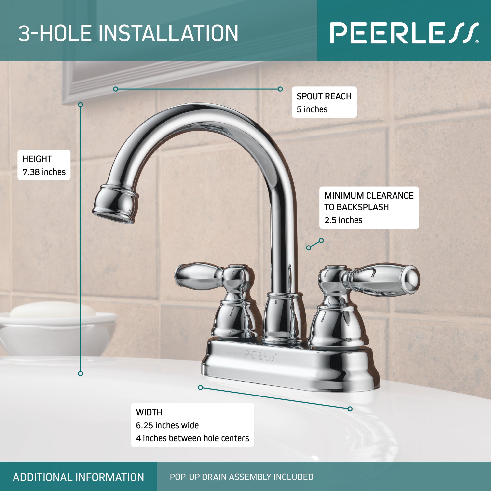 Peerless Claymore™ Two Handle Bathroom Faucet