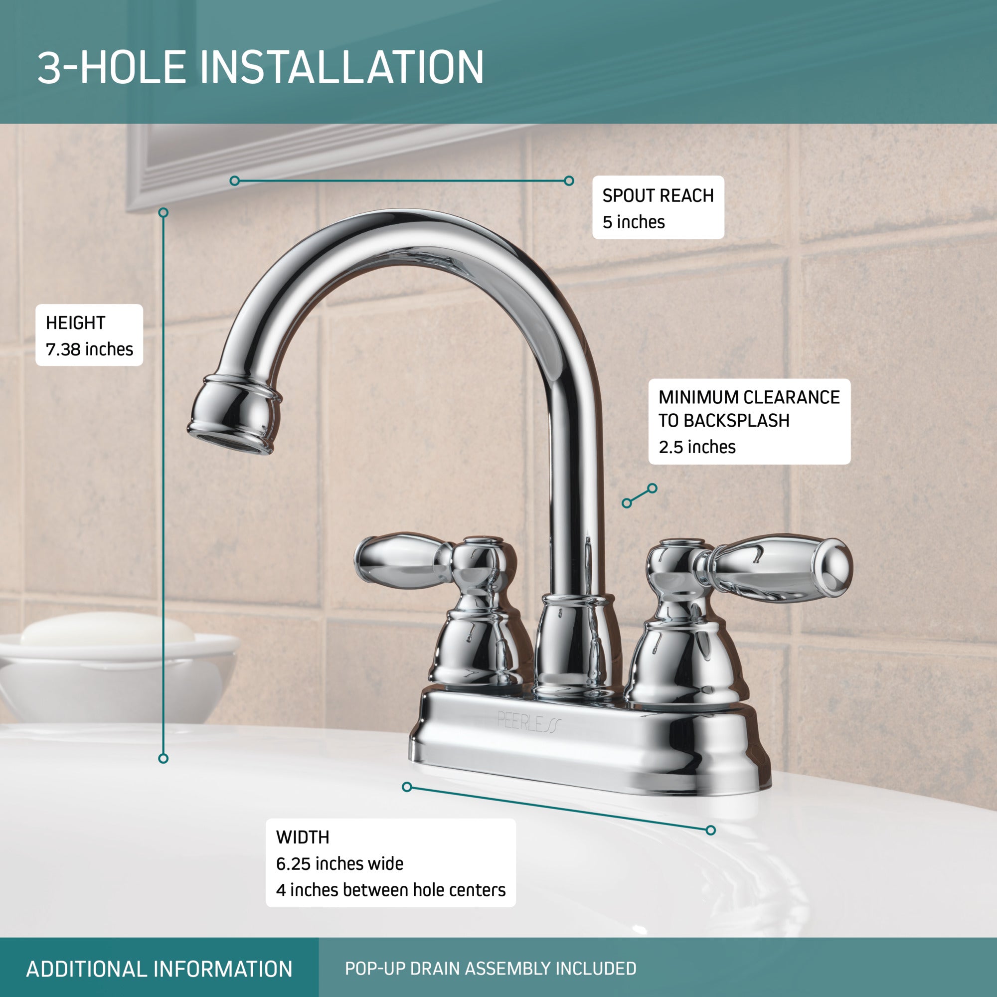 Peerless Claymore™ Two Handle Bathroom Faucet