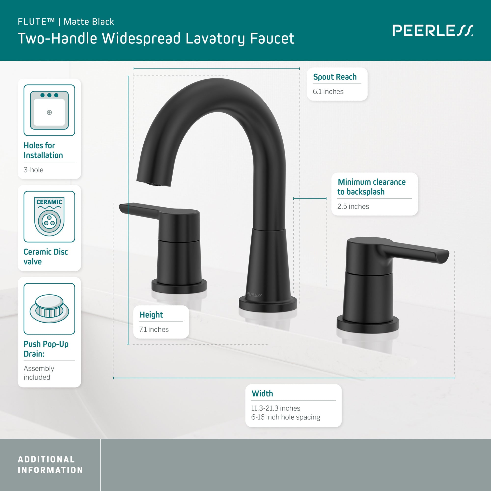 Peerless Flute™ Two Handle Widespread Lavatory Faucet