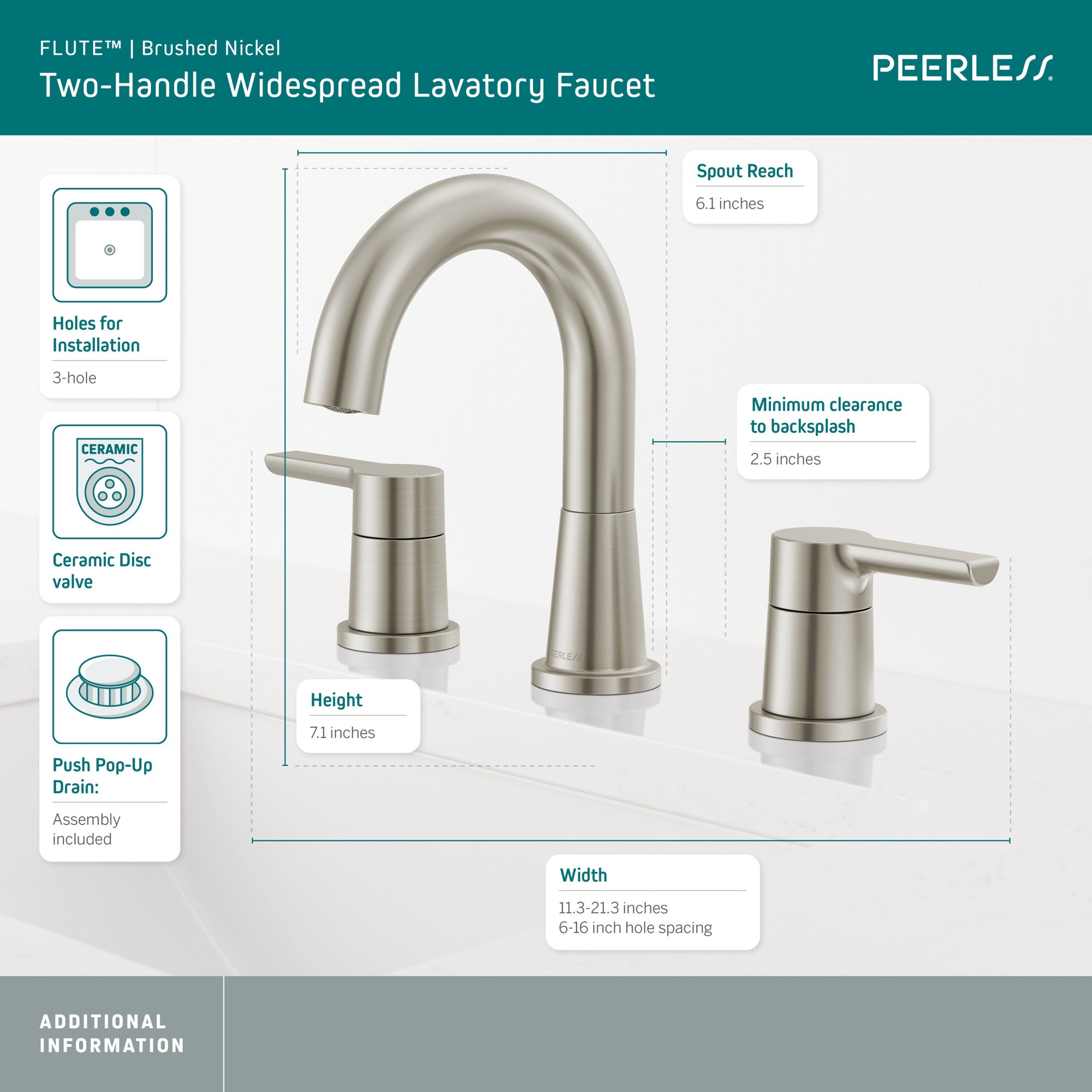 Peerless Flute™ Two Handle Widespread Lavatory Faucet