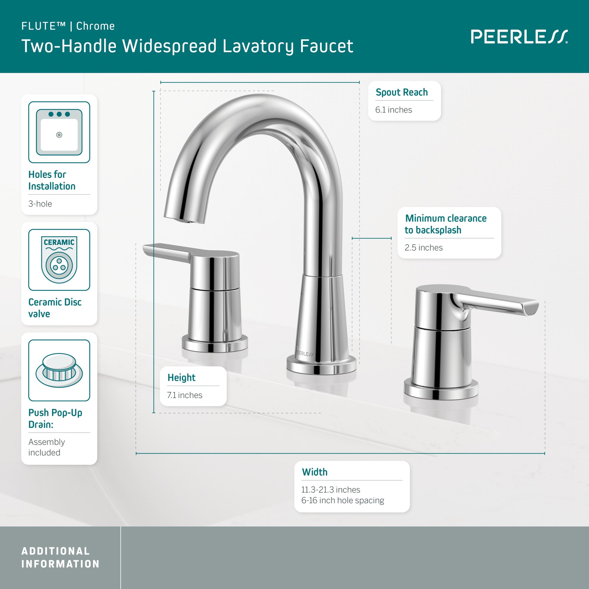Peerless Flute™ Two Handle Widespread Lavatory Faucet
