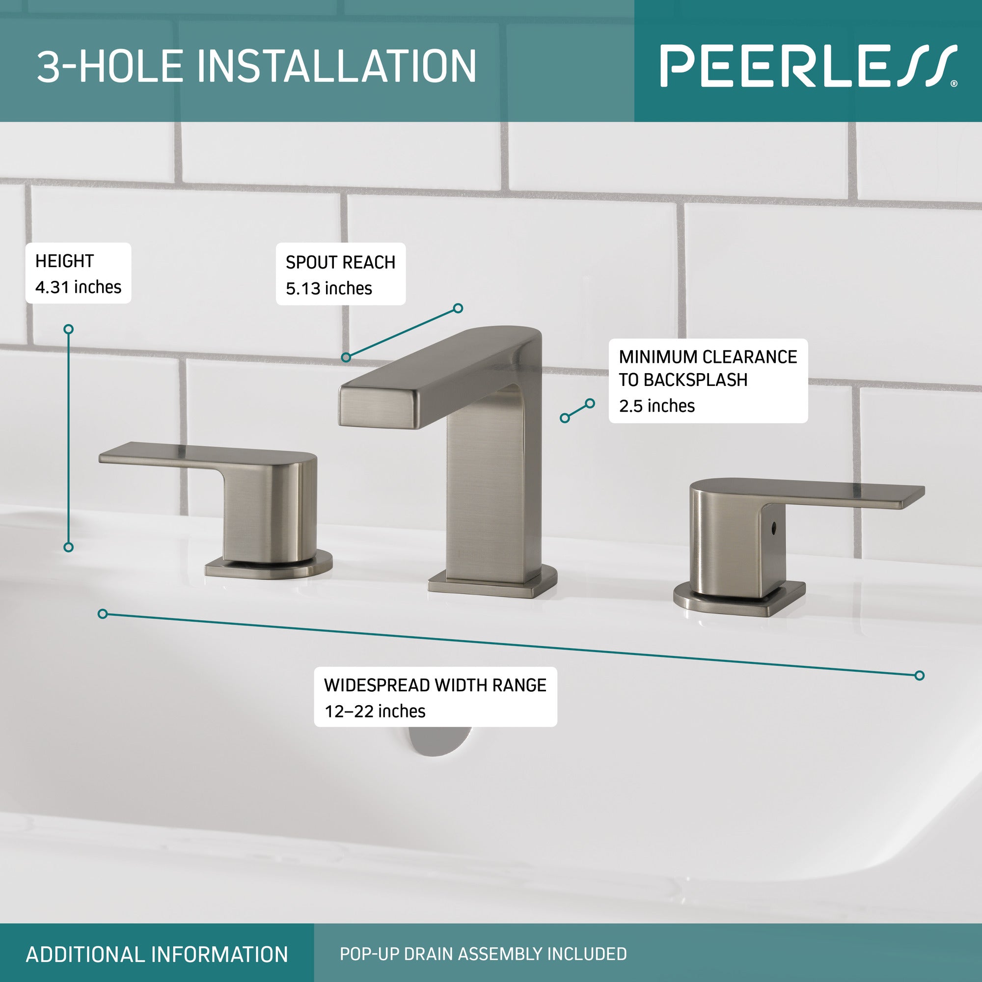 Peerless Xander® Two Handle Widespread Bathroom