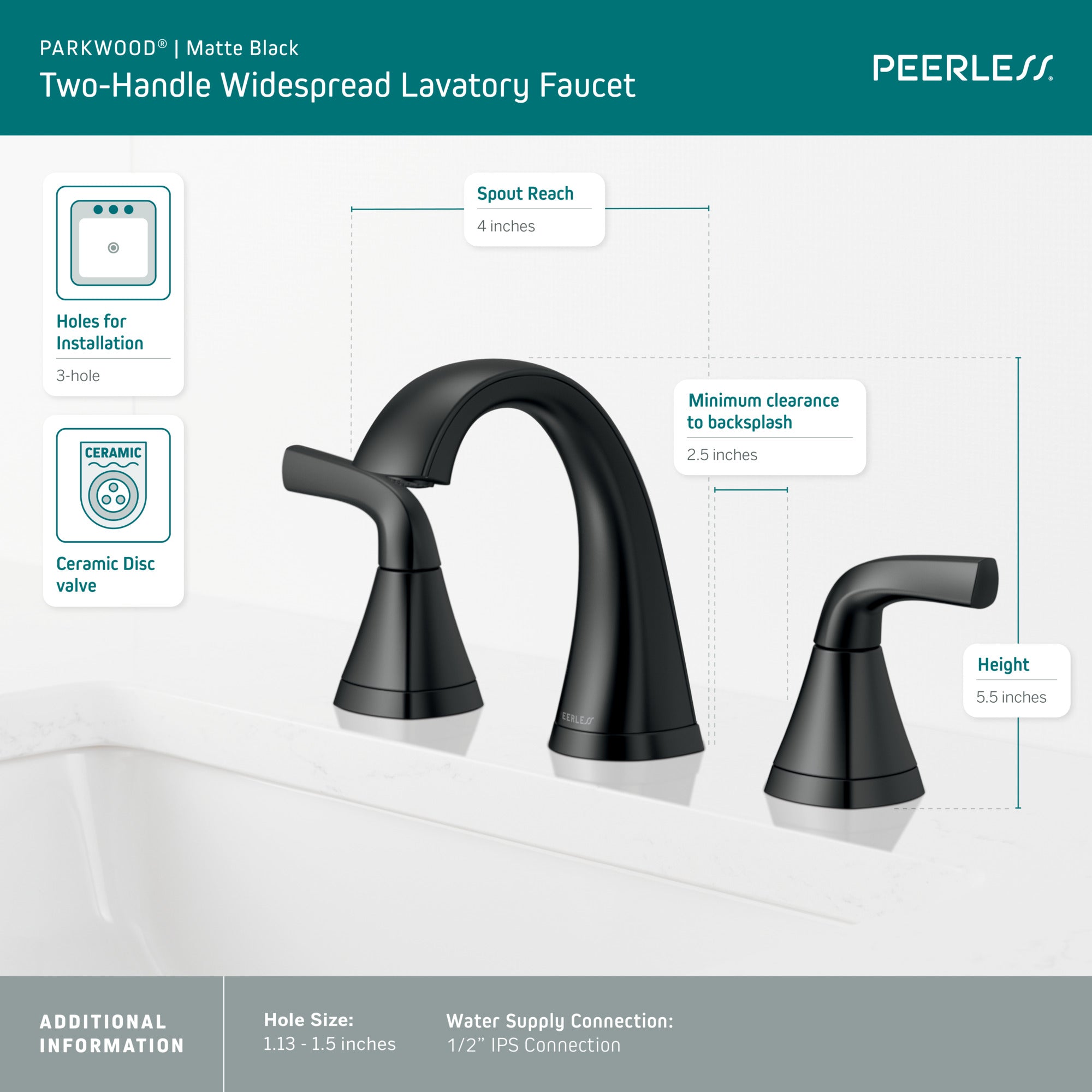 Peerless Parkwood® Two Handle Widespread Lavatory Faucet