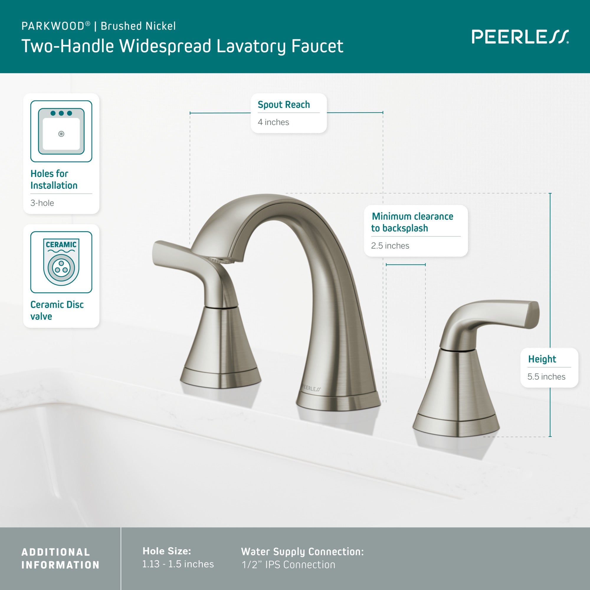 Peerless Parkwood® Two Handle Widespread Lavatory Faucet