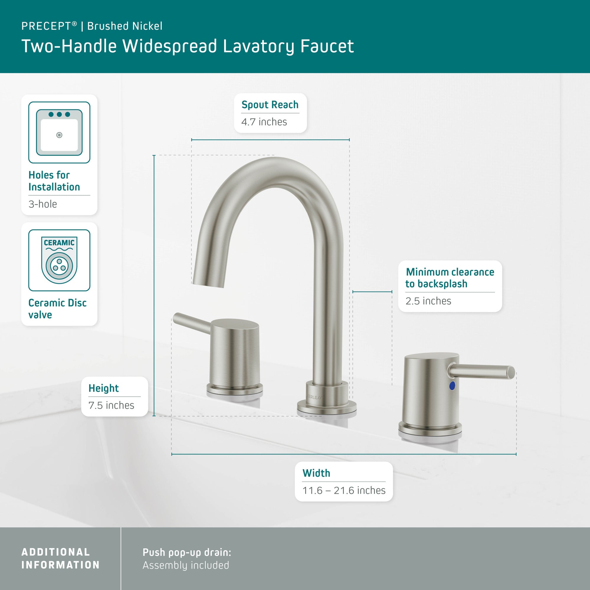Peerless Precept® Two Handle Widespread Bath Faucet