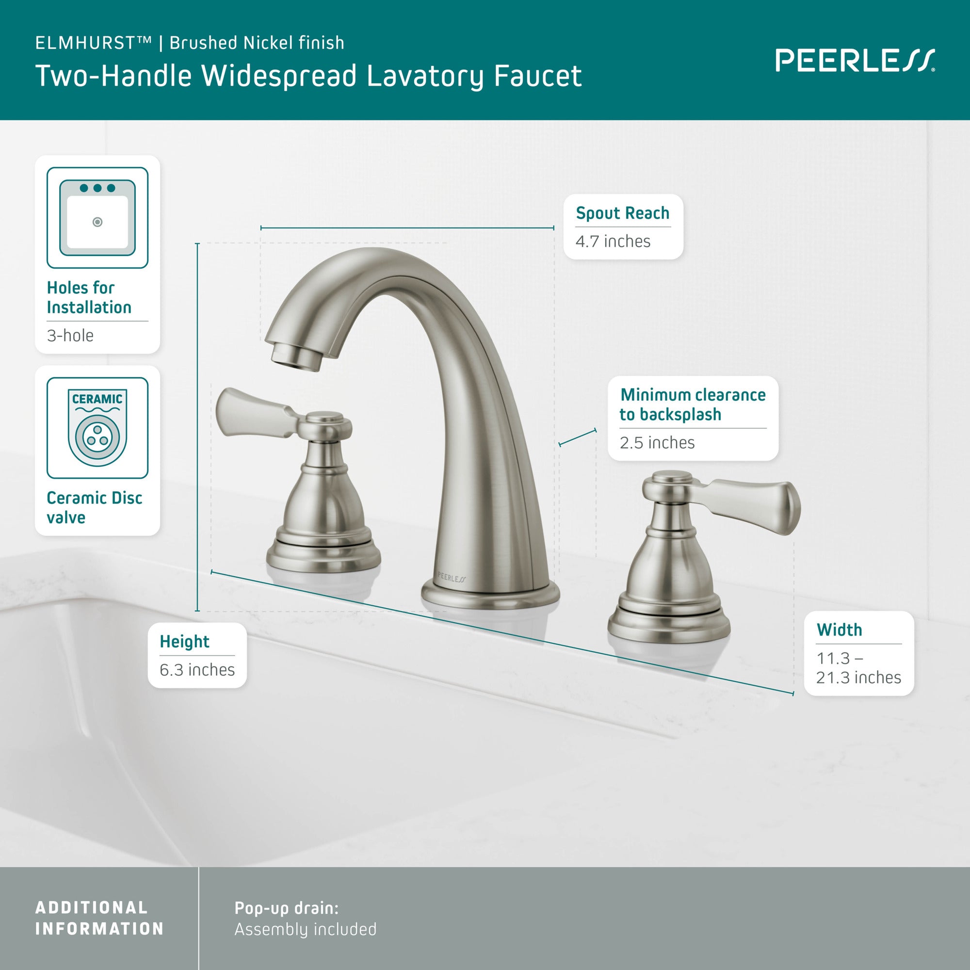 Peerless Elmhurst® Two-Handle Widespread Bath Faucet