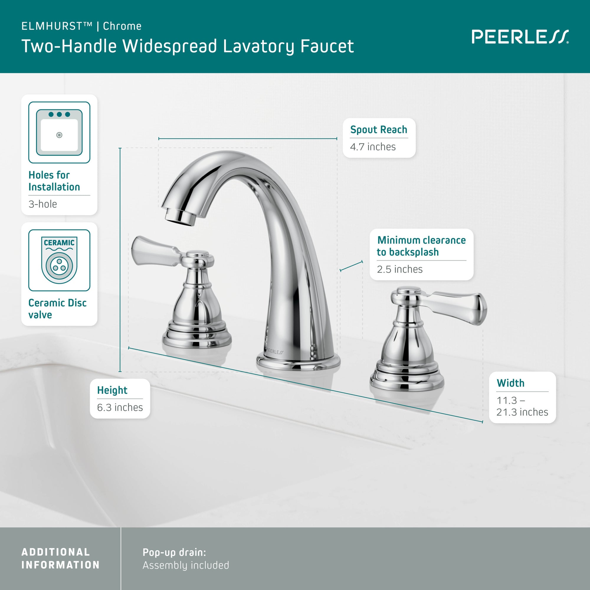 Peerless Elmhurst® Two-Handle Widespread Bath Faucet