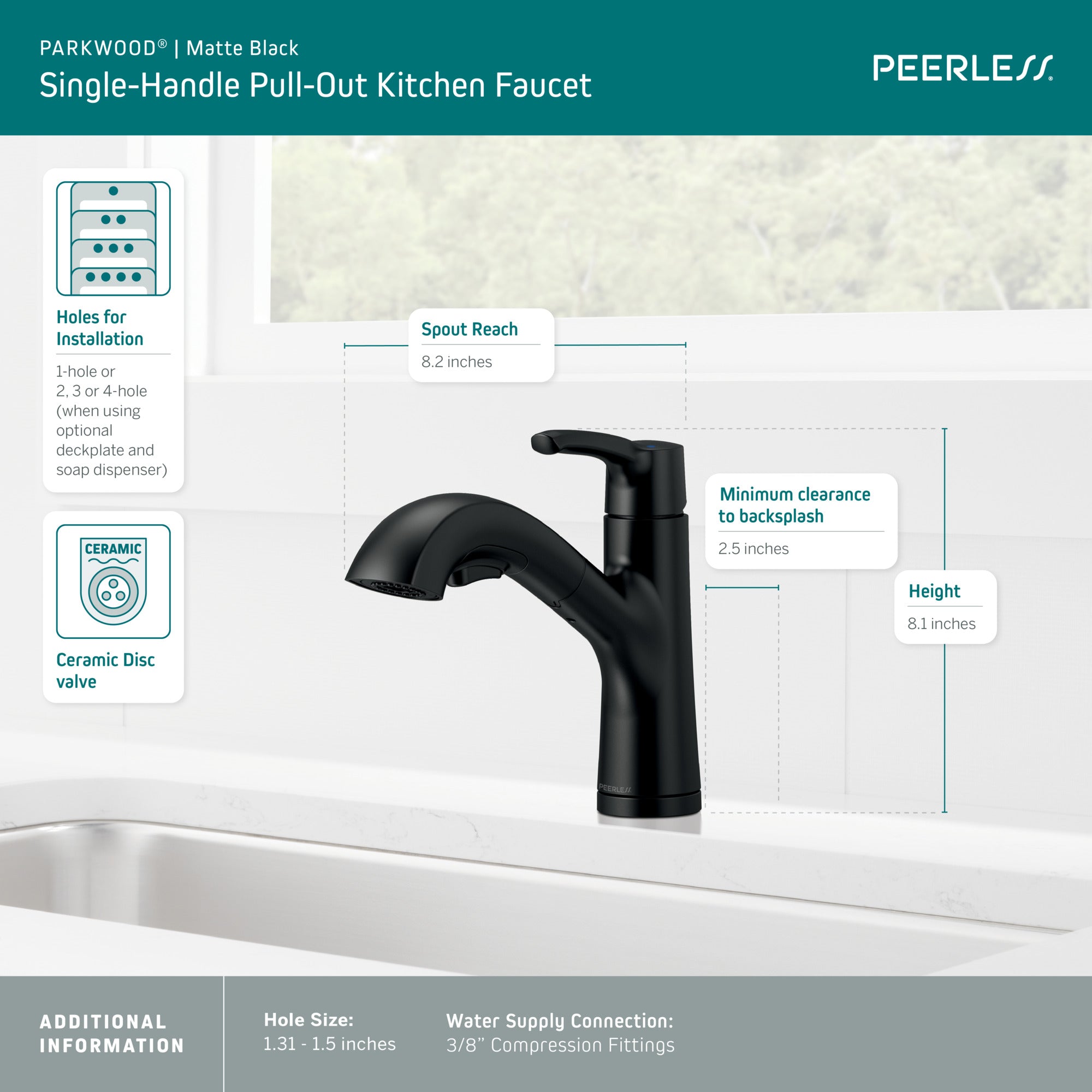 Peerless Parkwood® Single Handle Pullout Kitchen Faucet