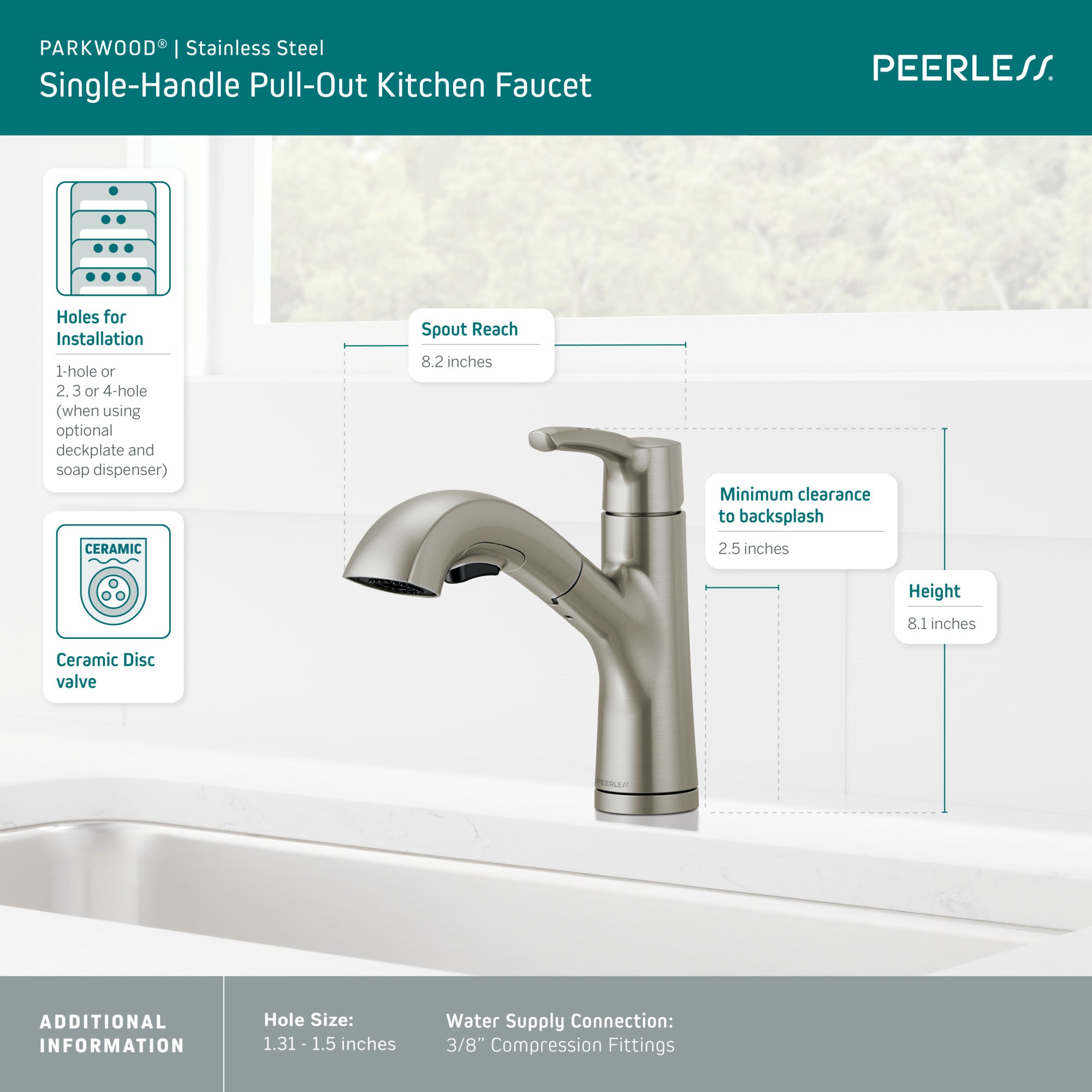 Peerless Parkwood® Single Handle Pullout Kitchen Faucet