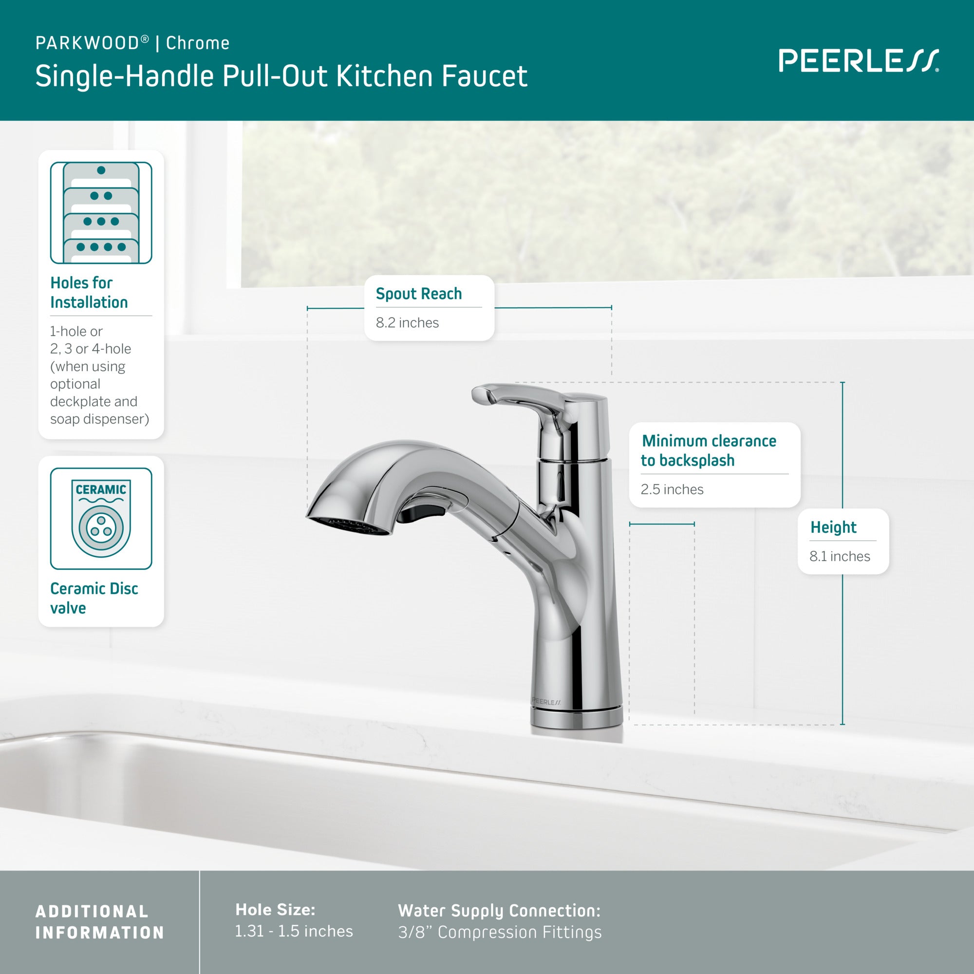 Peerless Parkwood® Single Handle Pullout Kitchen Faucet