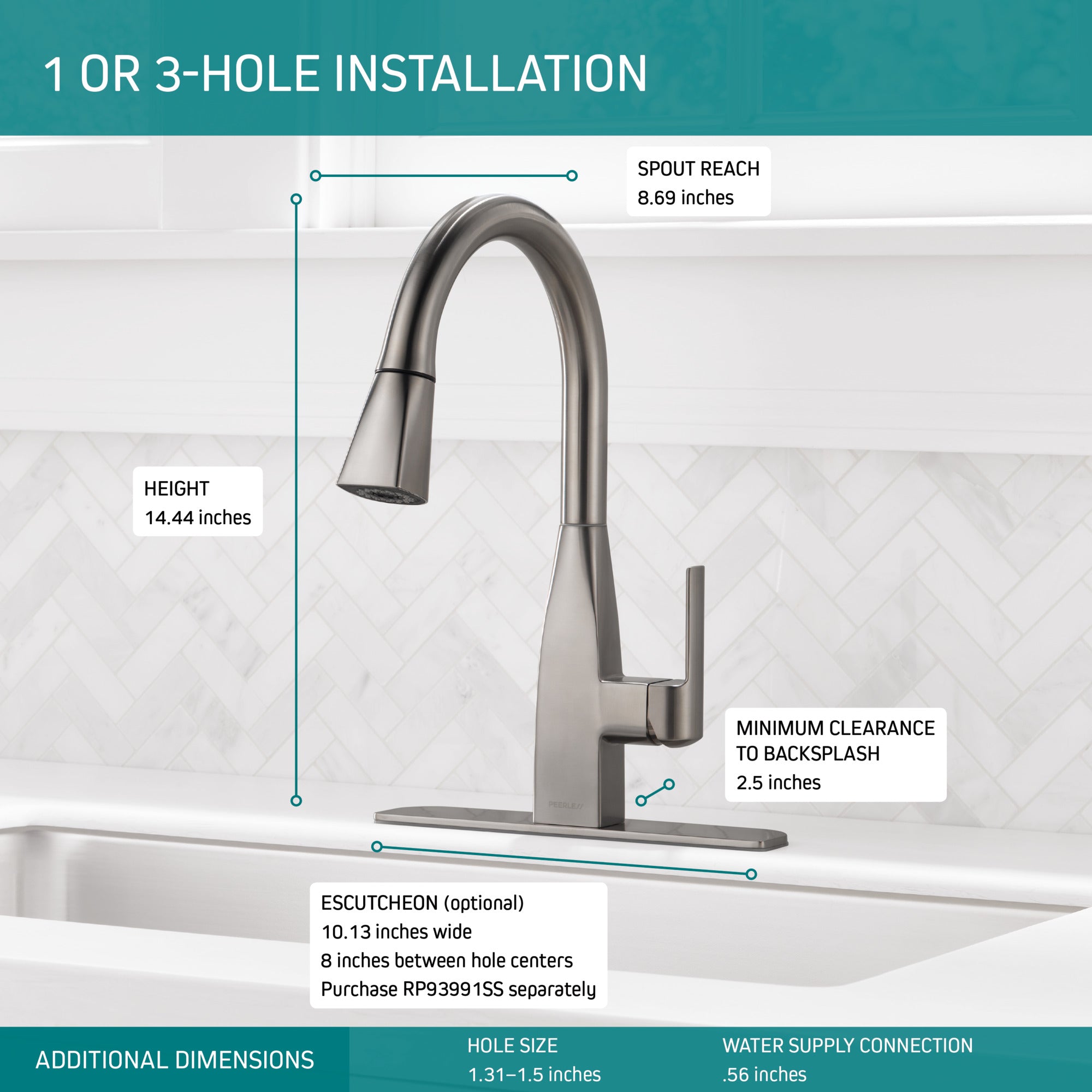 Peerless Xander® Single Handle Pulldown Kitchen Faucet