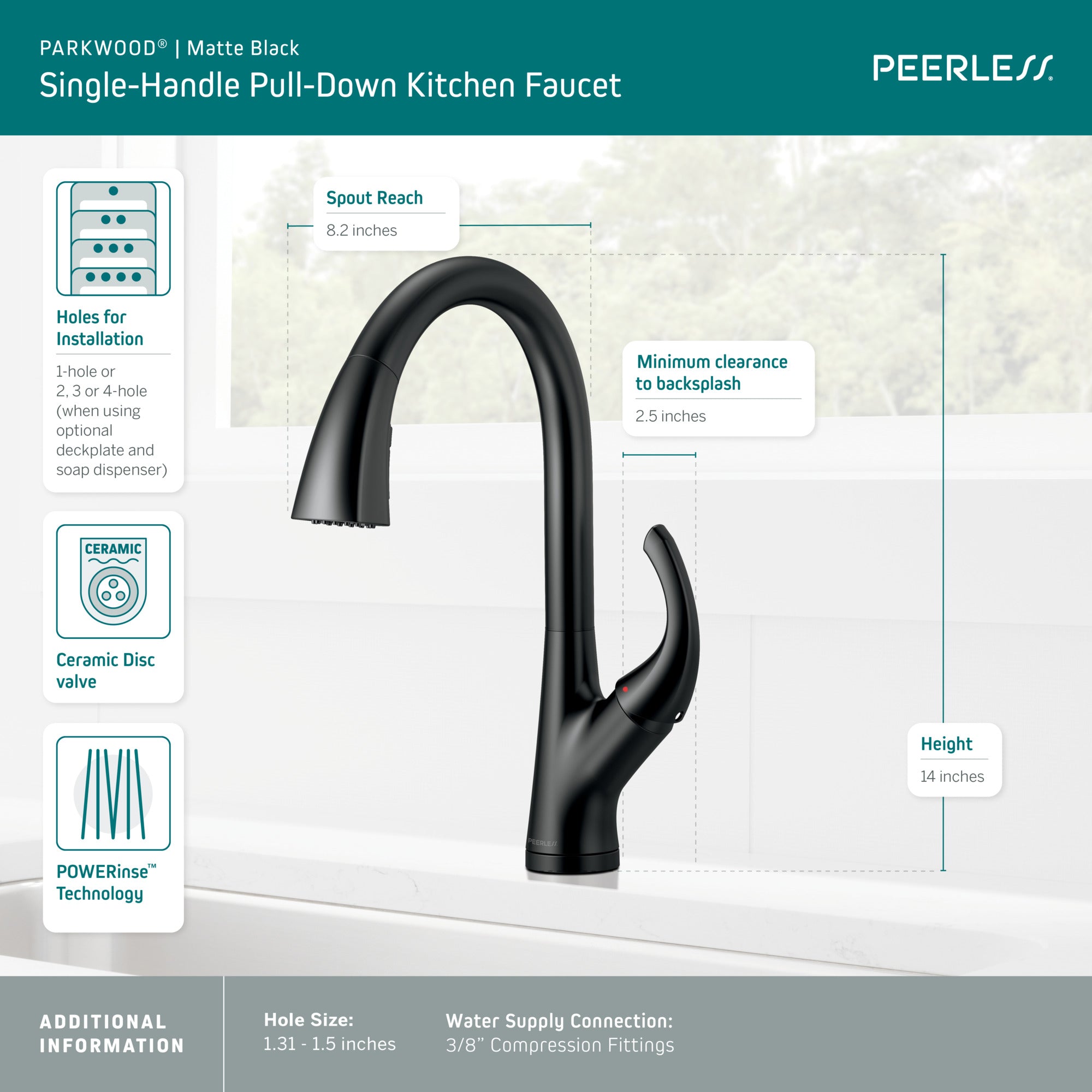Peerless Parkwood® Single Handle Pulldown Kitchen Faucet