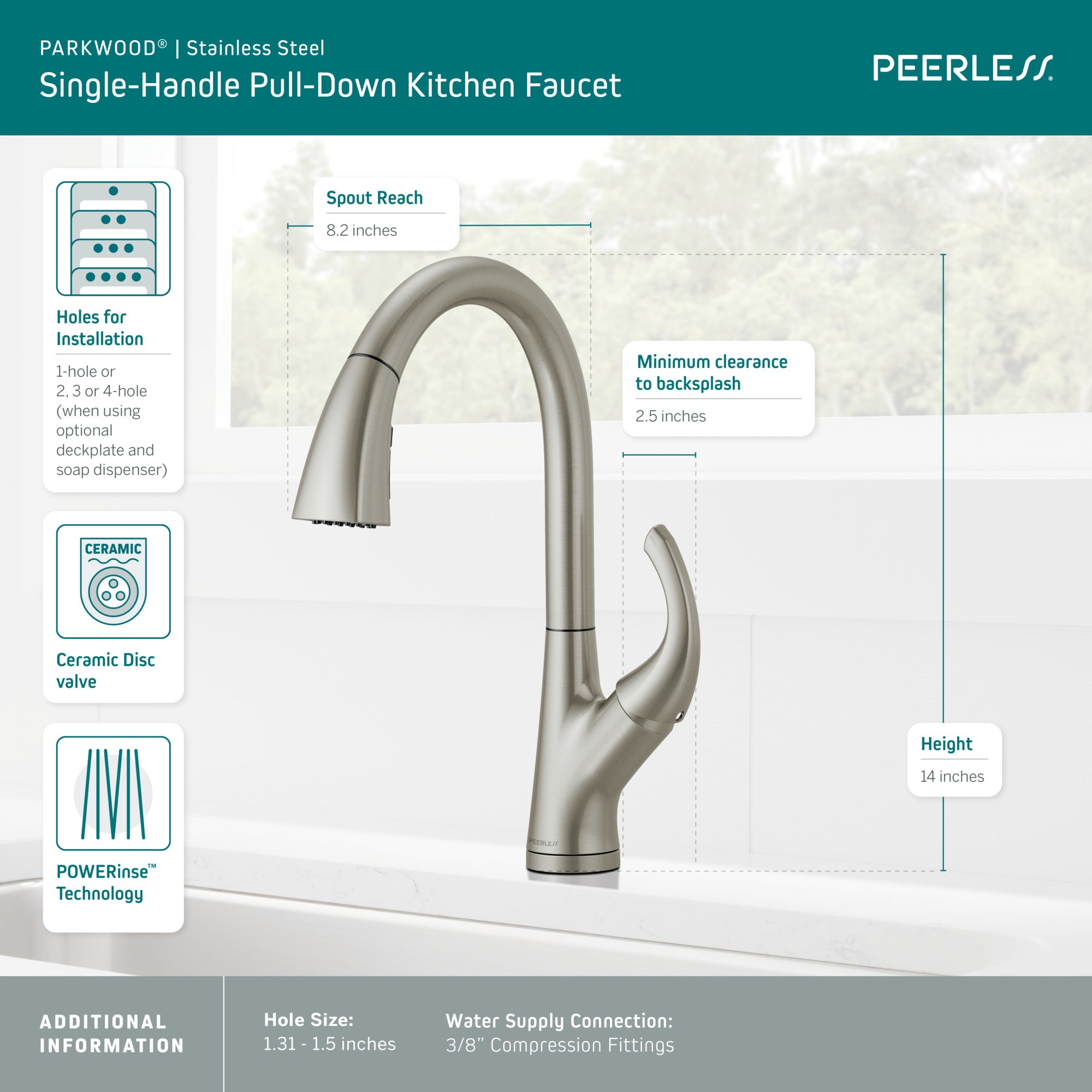 Peerless Parkwood® Single Handle Pulldown Kitchen Faucet