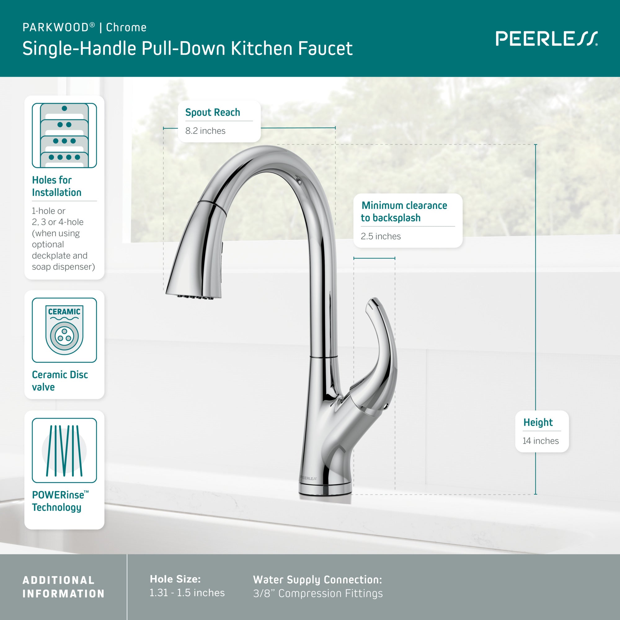 Peerless Parkwood® Single Handle Pulldown Kitchen Faucet
