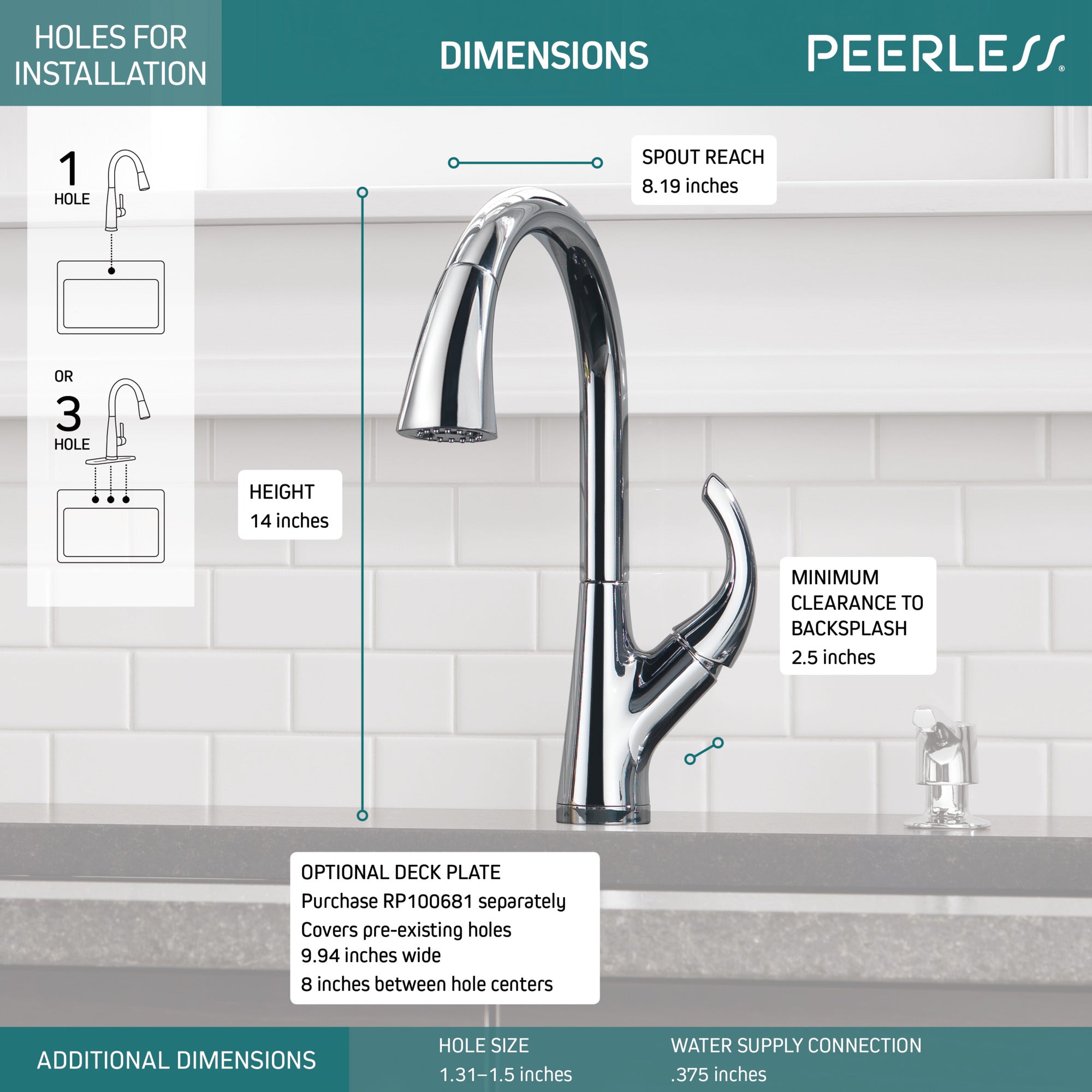 Peerless Parkwood® Single Handle Pulldown Kitchen Faucet