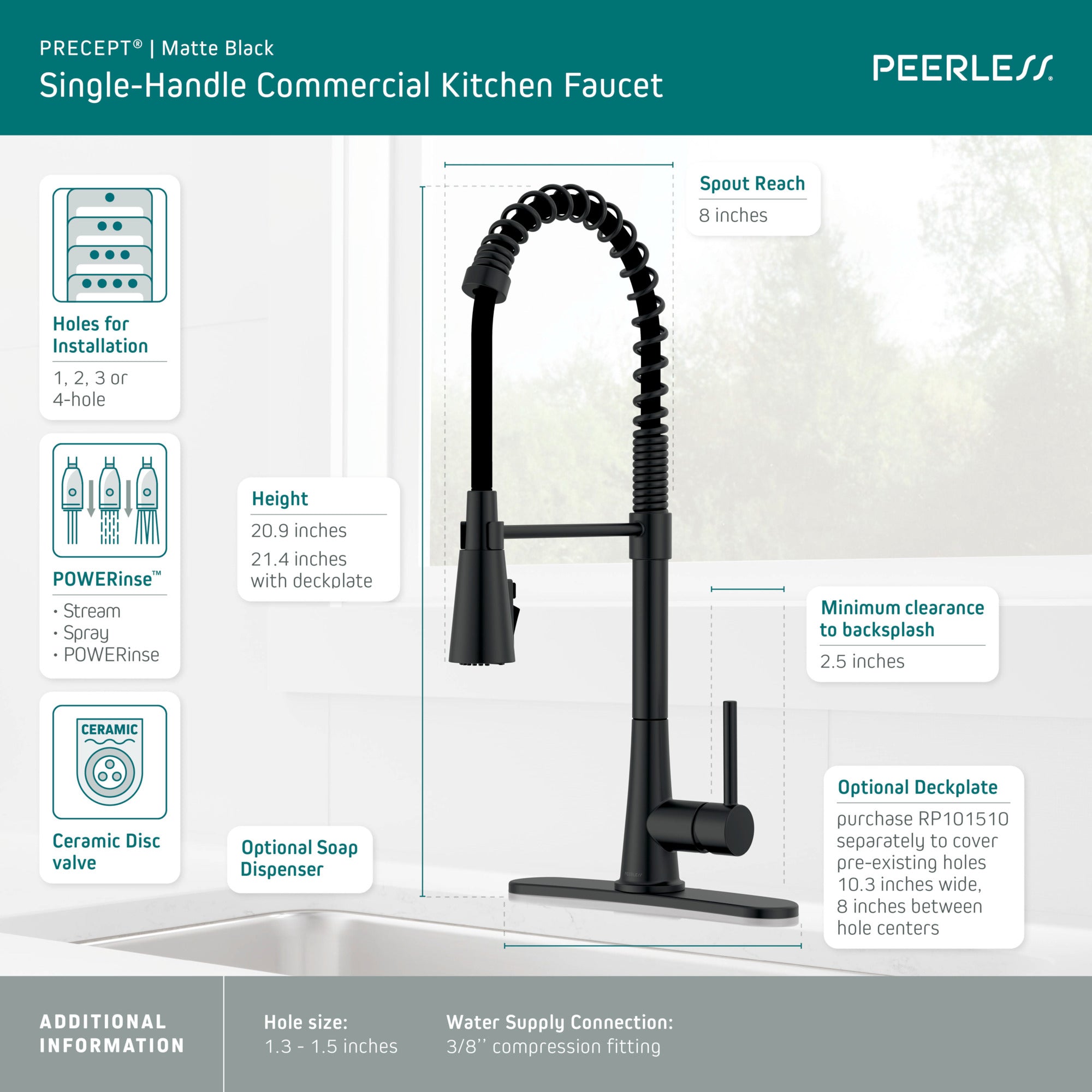 Peerless Precept® Single-Handle Commercial Style Kitchen Faucet
