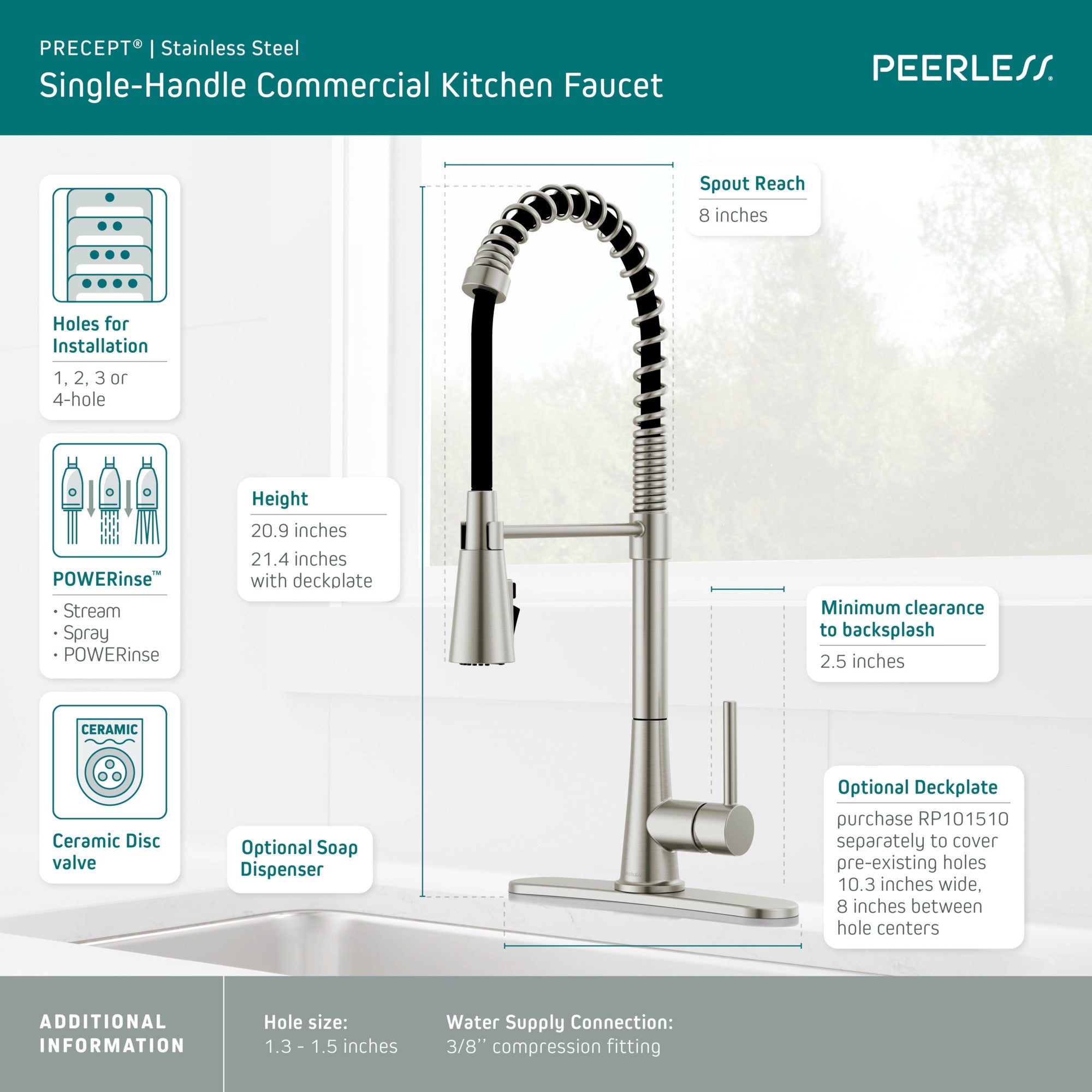Peerless Precept® Single-Handle Commercial Style Kitchen Faucet