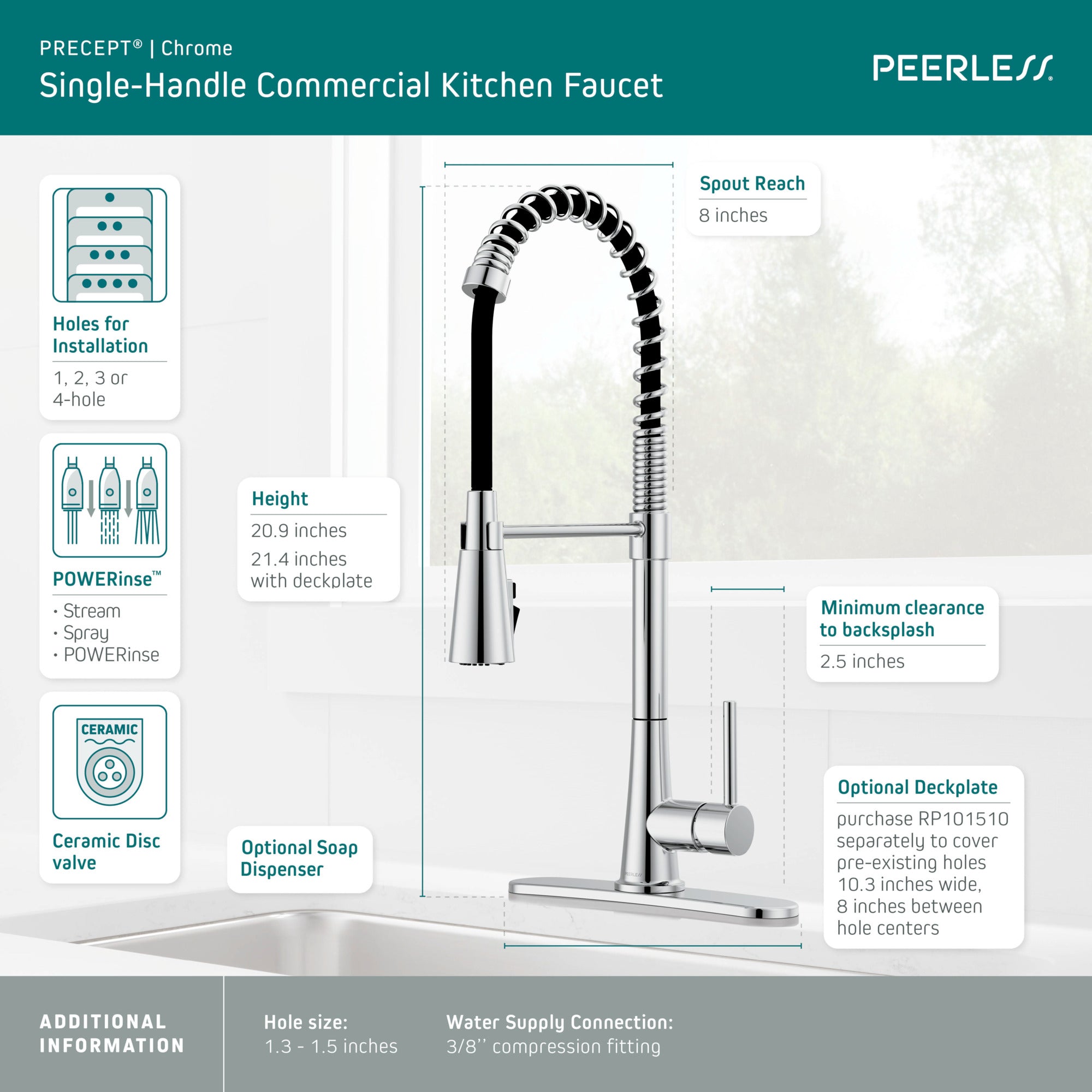 Peerless Precept® Single-Handle Commercial Style Kitchen Faucet