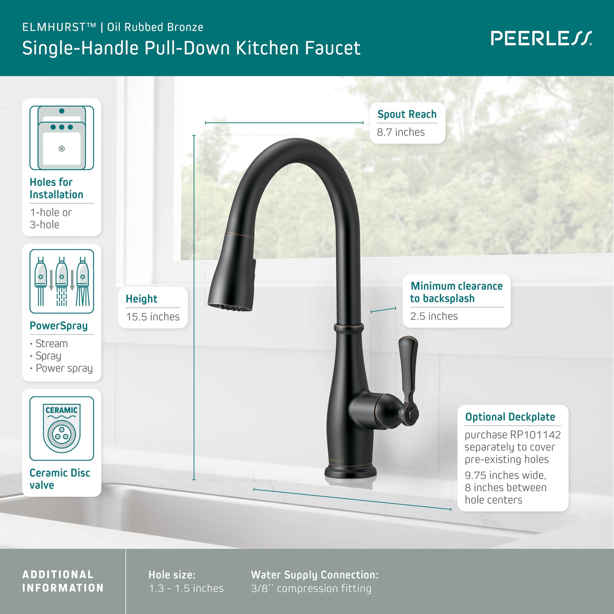 Peerless Elmhurst® Single-Handle Pull-Down Kitchen Faucet