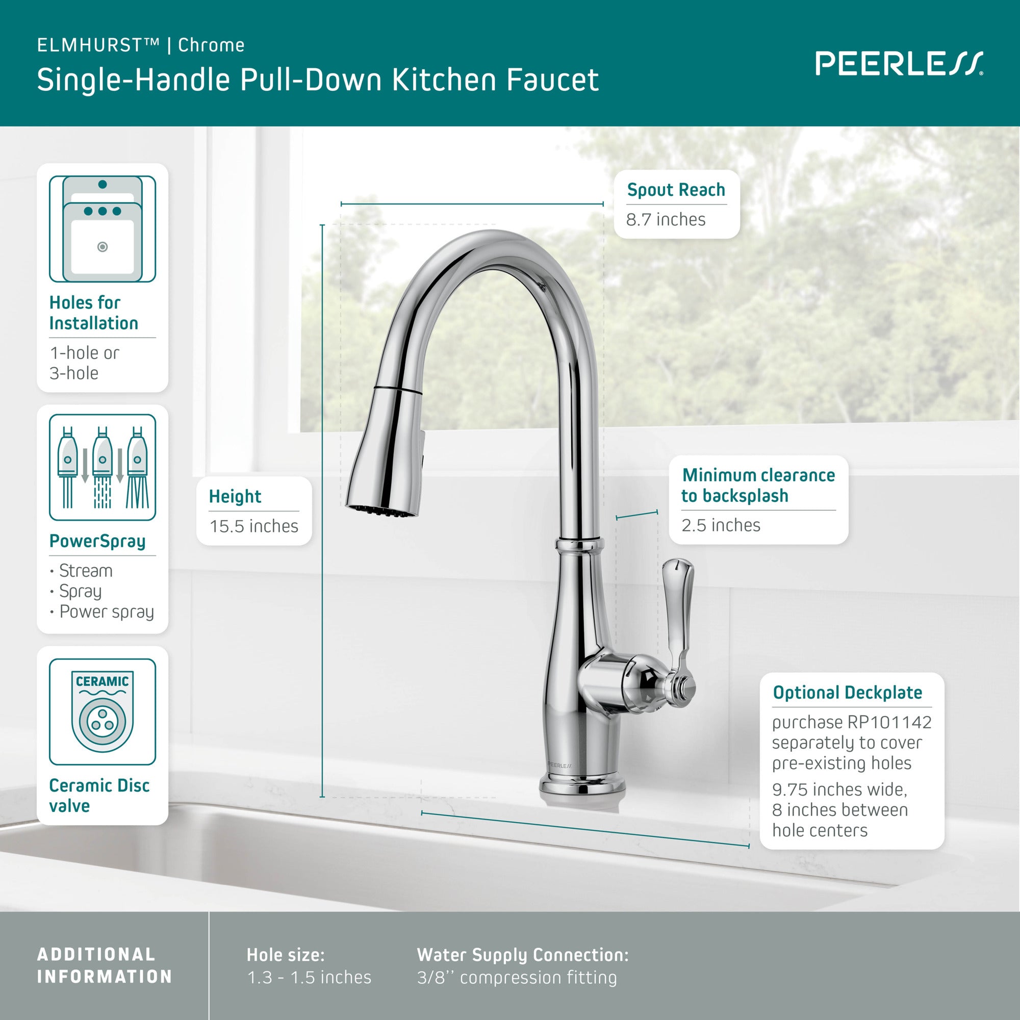 Peerless Elmhurst® Single-Handle Pull-Down Kitchen Faucet