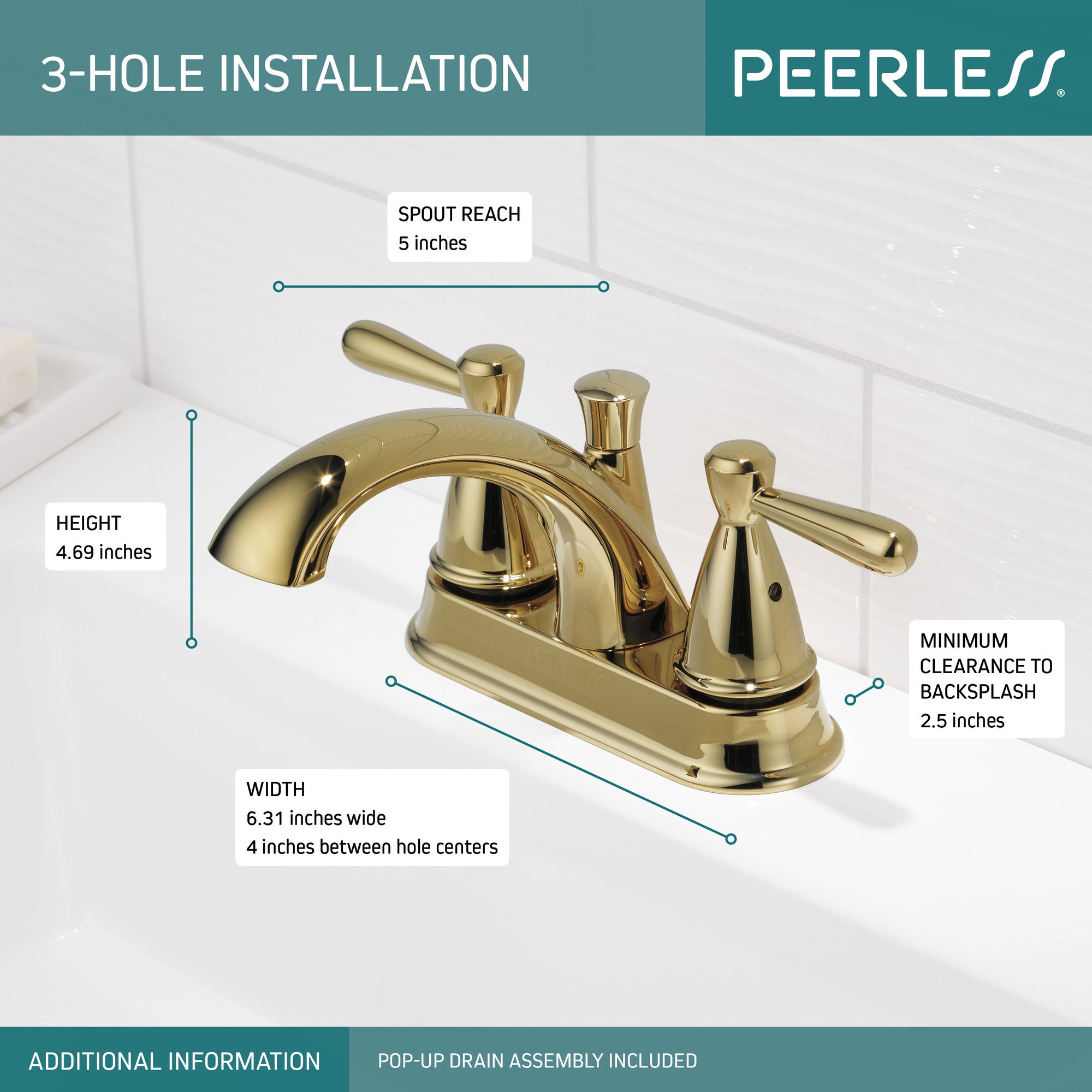 Peerless Bayside Two Handle Centerset Bathroom Faucet