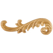 Hardware Resources 10-1/2" W x 5/16" D x 3-1/4" H Left Curved Pressed Rubberwood Acanthus Applique