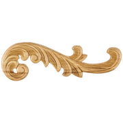 Hardware Resources 10-1/2" W x 5/16" D x 3-1/4" H Right Curved Pressed Rubberwood Acanthus Applique