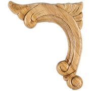 Hardware Resources 3-3/4" W x 5/16" D x 4-1/2" H Left Pressed Rubberwood Acanthus Corner Applique