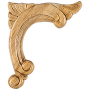 Hardware Resources 3-3/4" W x 5/16" D x 4-1/2" H Right Pressed Rubberwood Acanthus Corner Applique