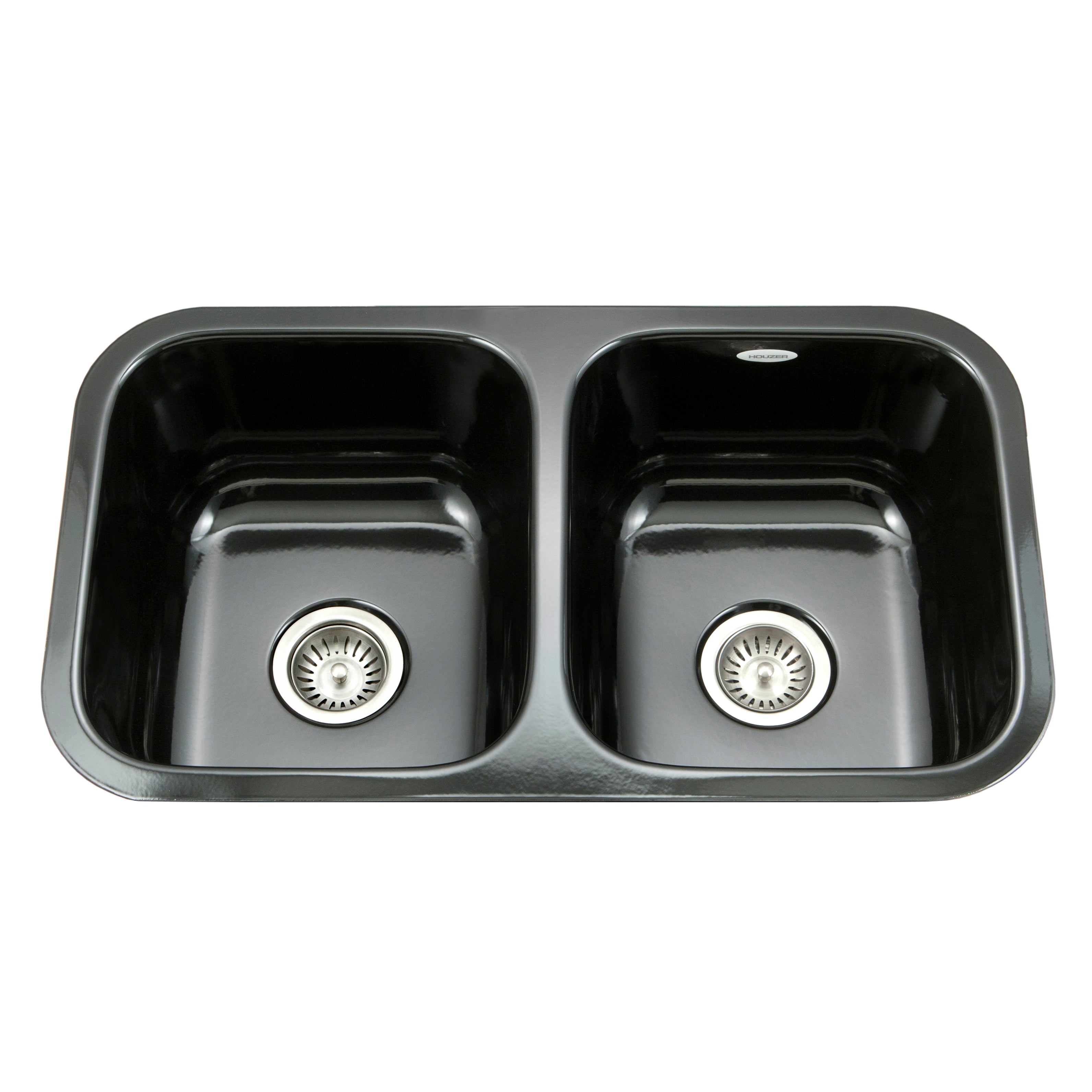 13 1/2"x15 1/8"x9" Porcelain Enamel Double Bowl Sink Undermount