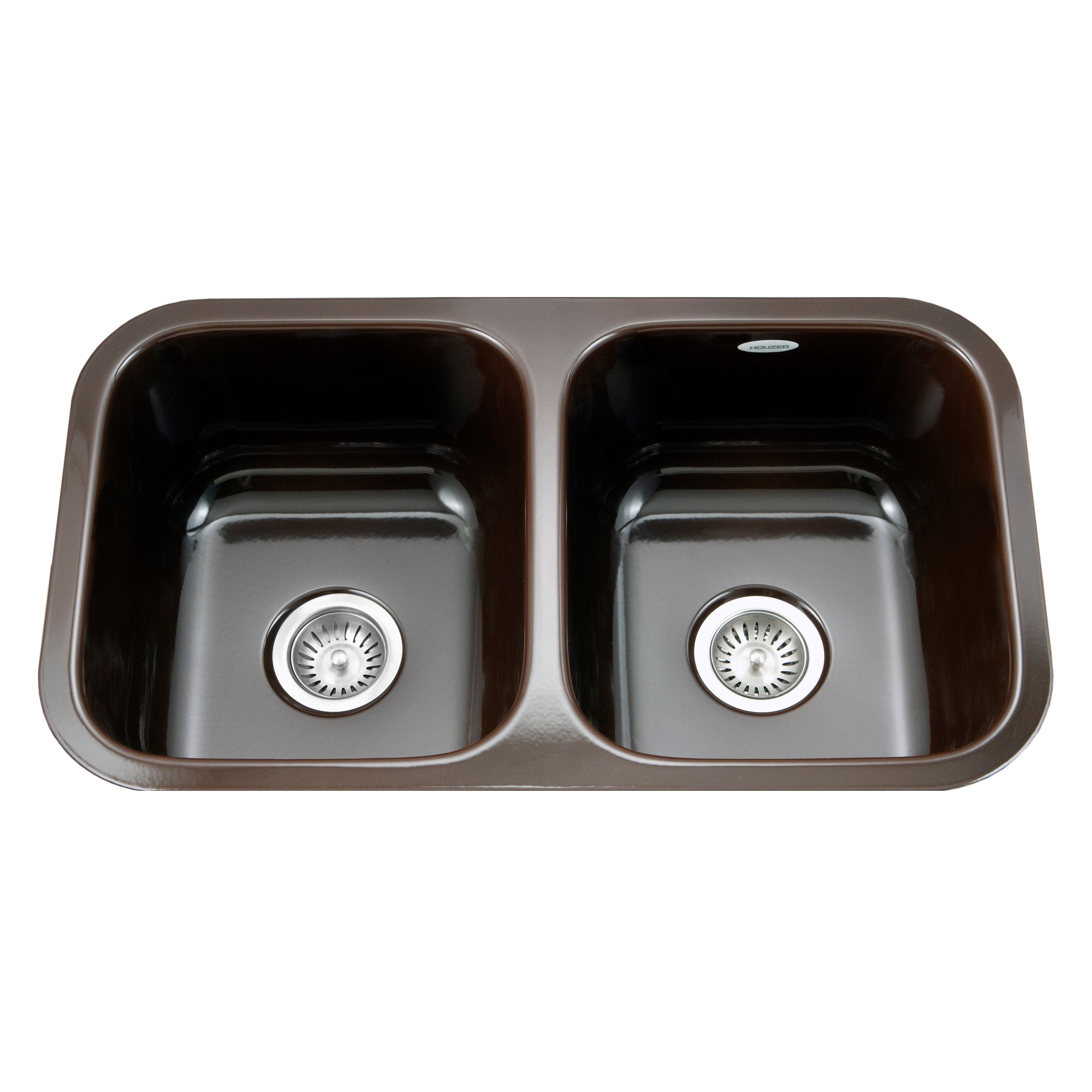 13 1/2"x15 1/8"x9" Porcelain Enamel Double Bowl Sink Undermount