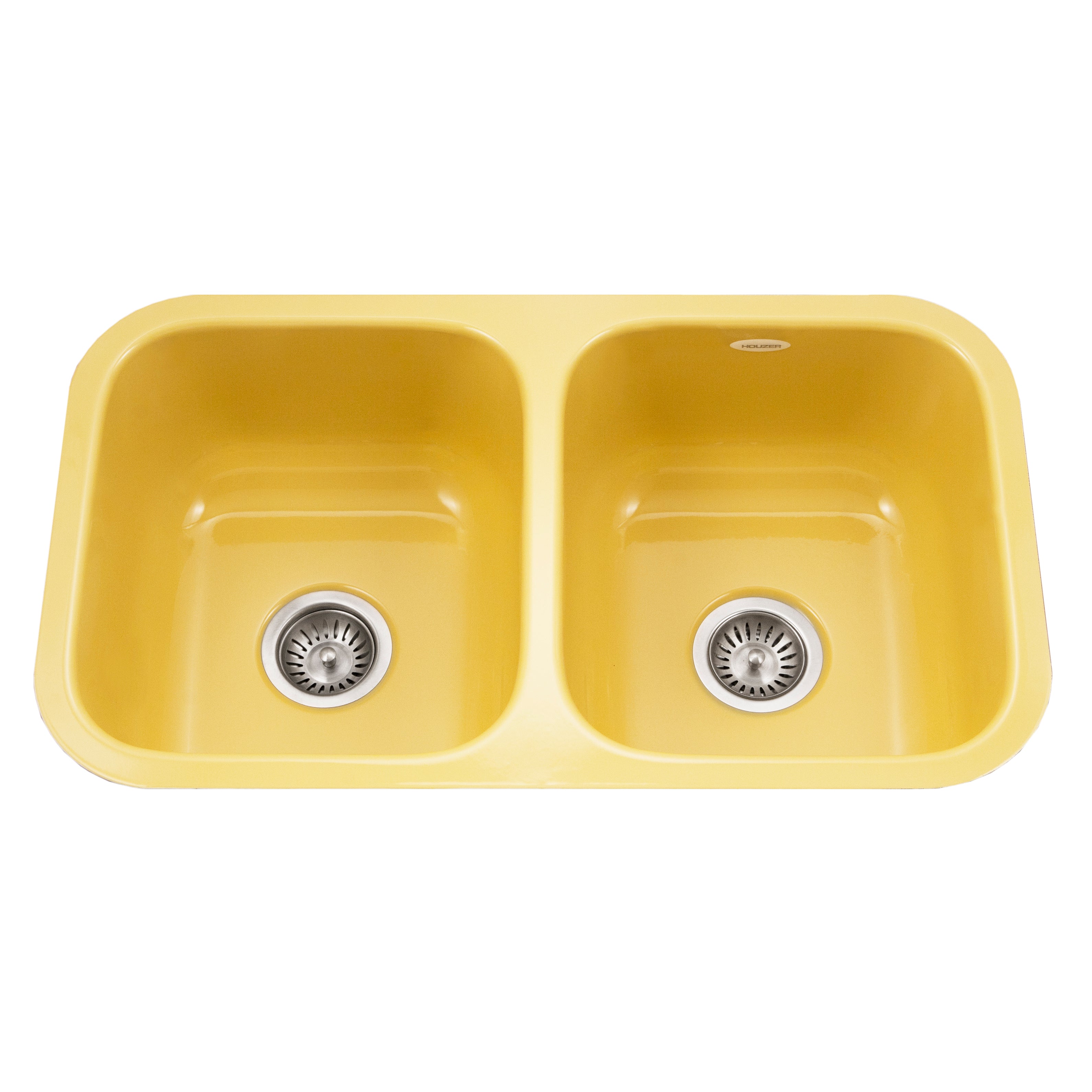 13 1/2"x15 1/8"x9" Porcelain Enamel Double Bowl Sink Undermount