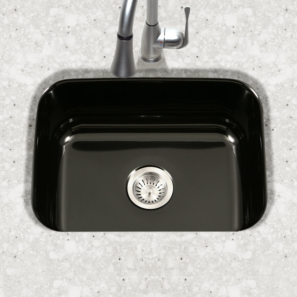 Houzer Porcela 23" Porcelain Enamel Steel Undermount Single Bowl Kitchen Sink