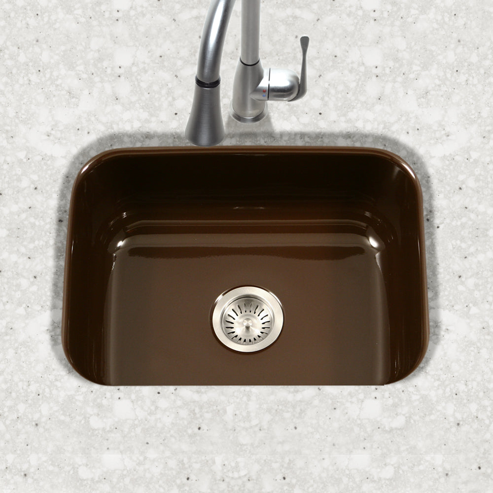 Houzer Porcela 23" Porcelain Enamel Steel Undermount Single Bowl Kitchen Sink