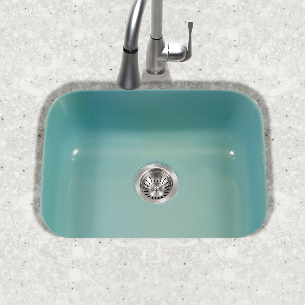 Houzer Porcela 23" Porcelain Enamel Steel Undermount Single Bowl Kitchen Sink