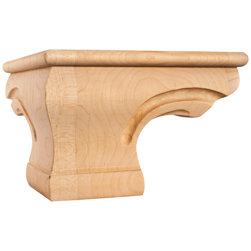 Hardware Resources 6-3/4" W x 6-3/4" D x 4-1/2" H Rubberwood Beaded Corner Pedestal Foot