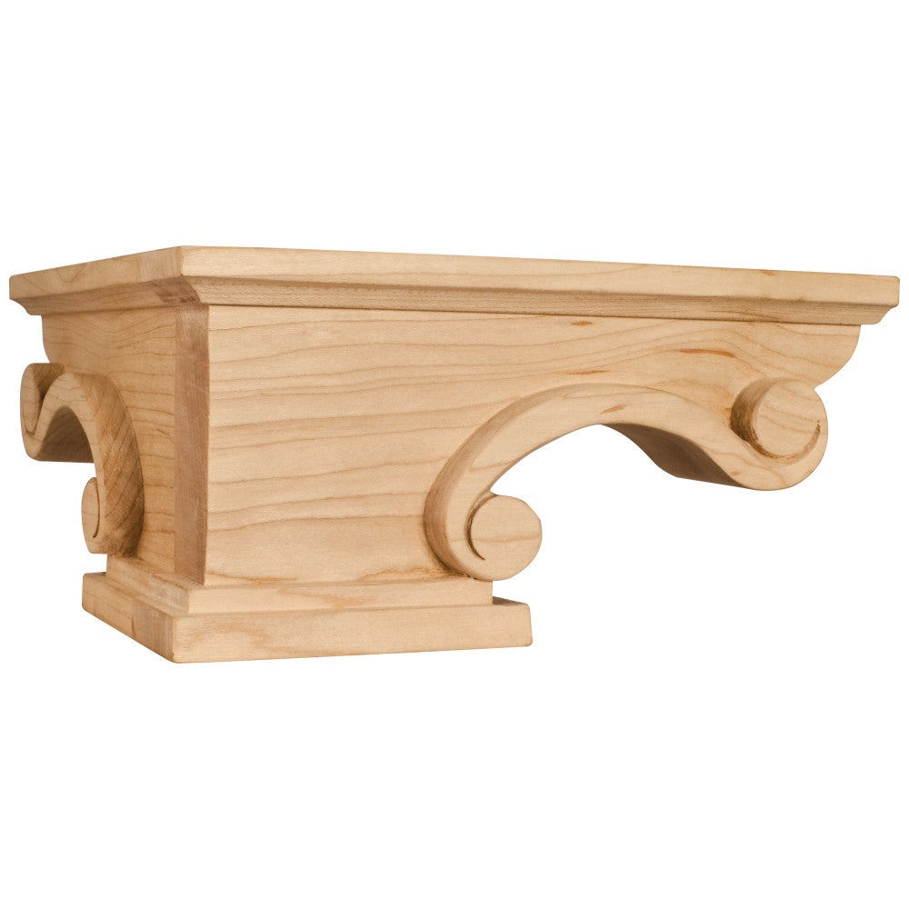 Hardware Resources 8-1/4" W x 8-1/4" D x 4-1/2" H Rubberwood Scrolled Corner Foot