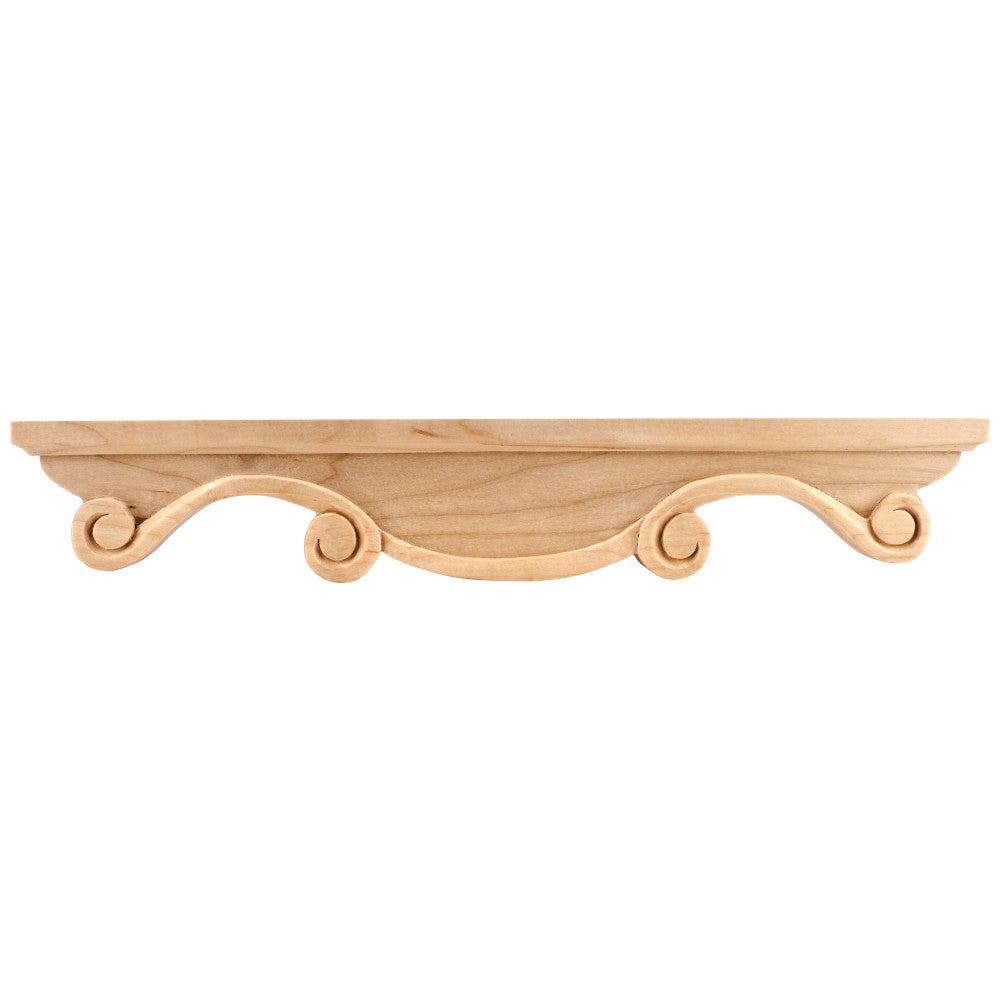 Hardware Resources 16" W x 1" D x 2-1/2" H Maple Scrolled Middle Corner Foot