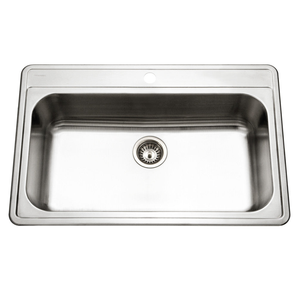 Houzer Premier 33 inch Stainless Steel Drop-in Topmount 1-hole Single Bowl Kitchen Sink - PGS-3122-1