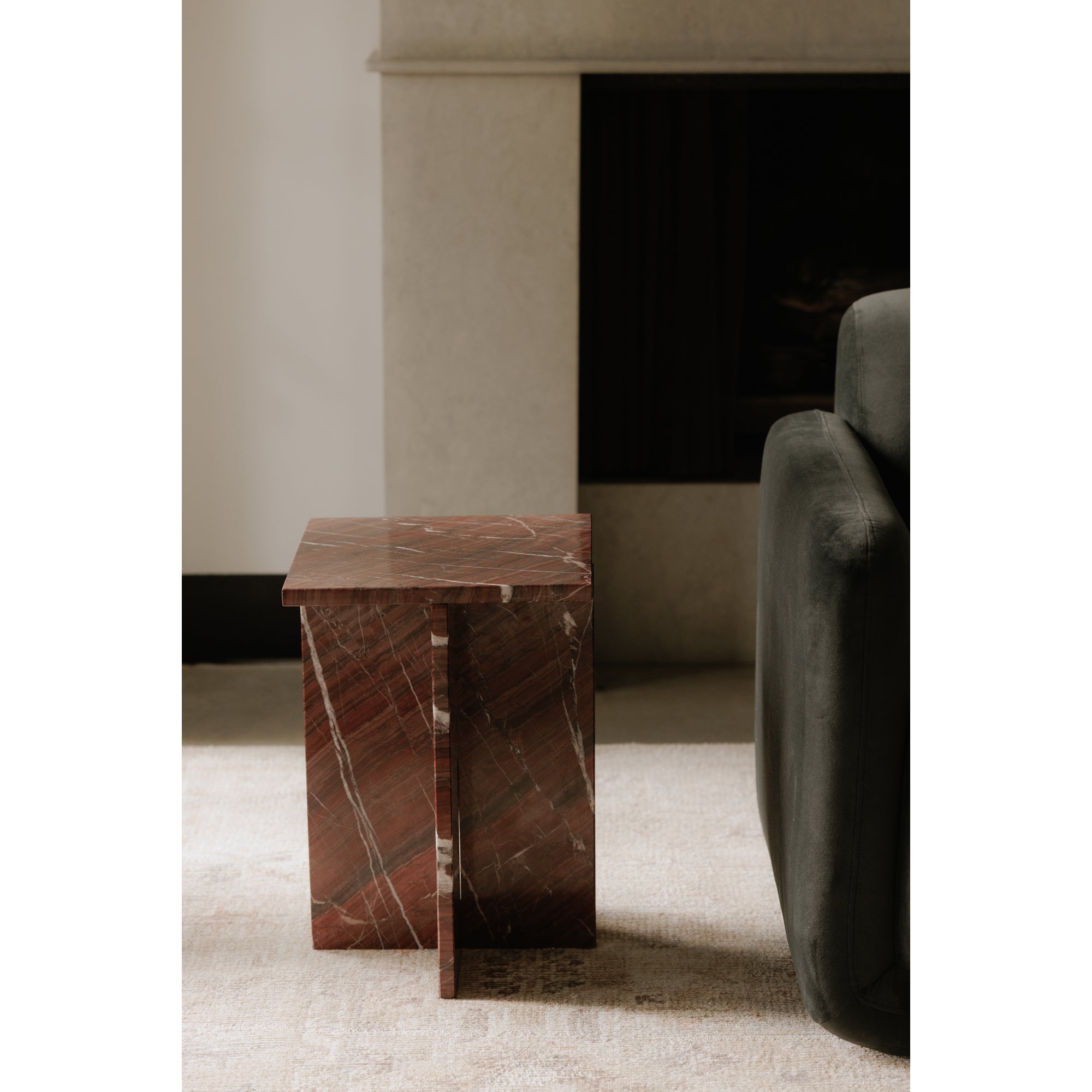 Moes Blair Accent Table Rosso Levanto Marble PJ-1024-06